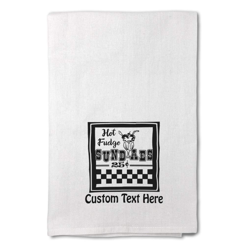 Custom Printed Kitchen Towels - Hot Fudge Sundae Design | 25-Pack Dish Cloths for Baking, Cooking & Cleaning | Personalized Text Option | Durable & Absorbent Cotton Towels for Home & Restaurant Use