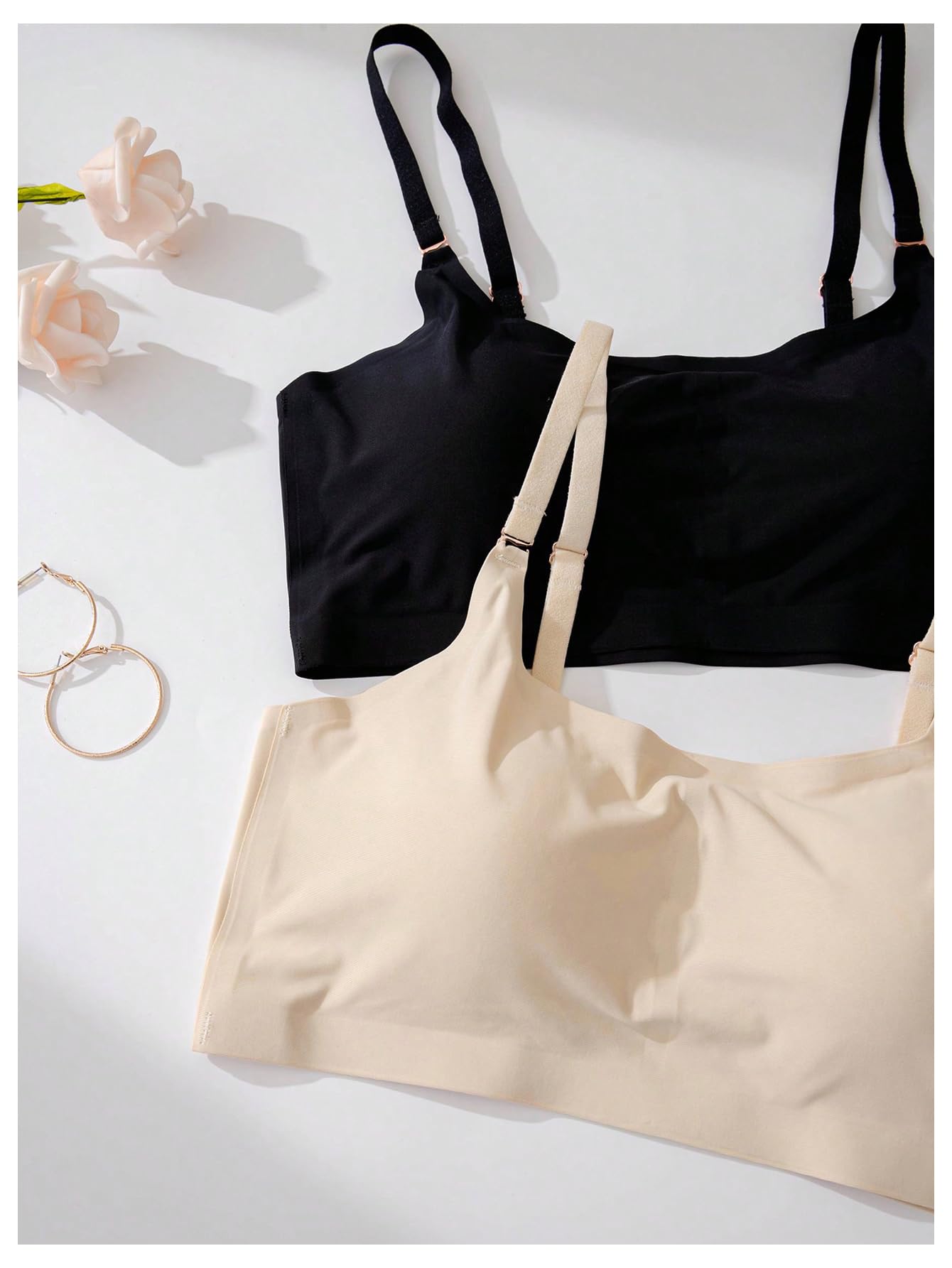 OYOANGLE Women's 5 Pack Seamless Wireless Bras - Adjustable Straps, Comfortable Bralettes for Everyday Wear, Yoga & Lounge