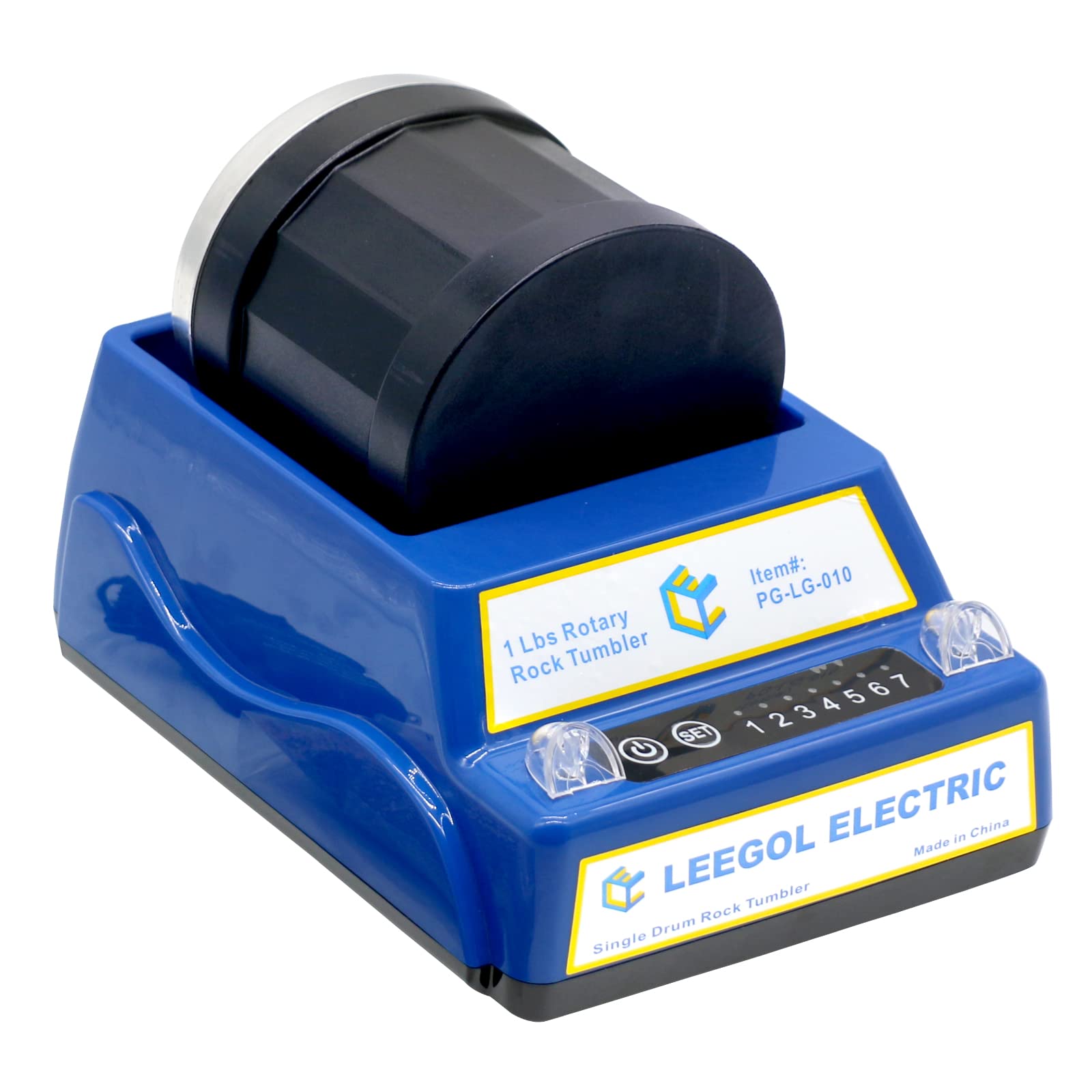 Leegol Electric 1LB Rock Tumbler Kit - Rotary Rock Polisher with 7-Day Timer for Lapidary, Jewelry Making & Stone Polishing - Perfect for Beginners & Hobbyists