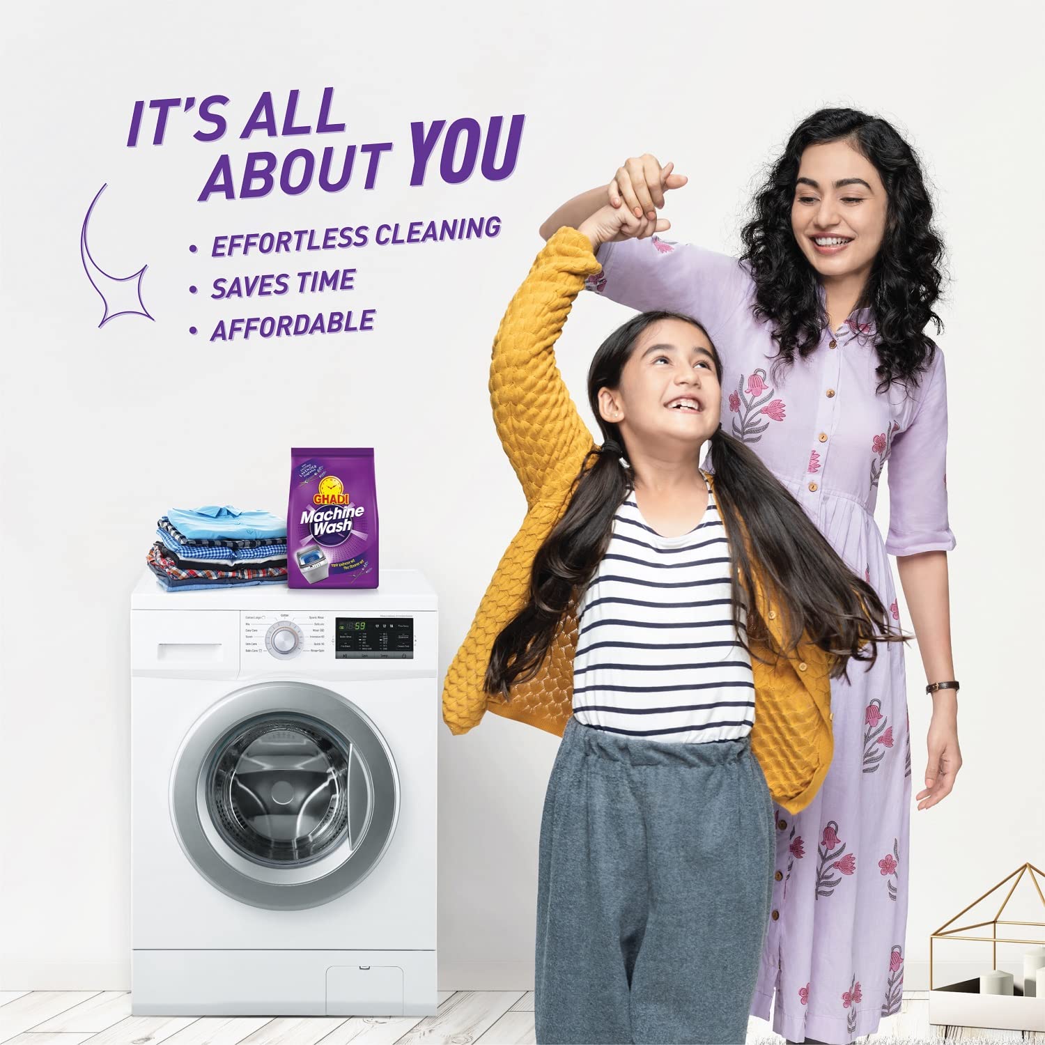 Ghadi Detergent Powder 1KG - Machine Wash Laundry Soap for Stains & Odor Removal - Ideal for Home, Laundromat & Travel Use