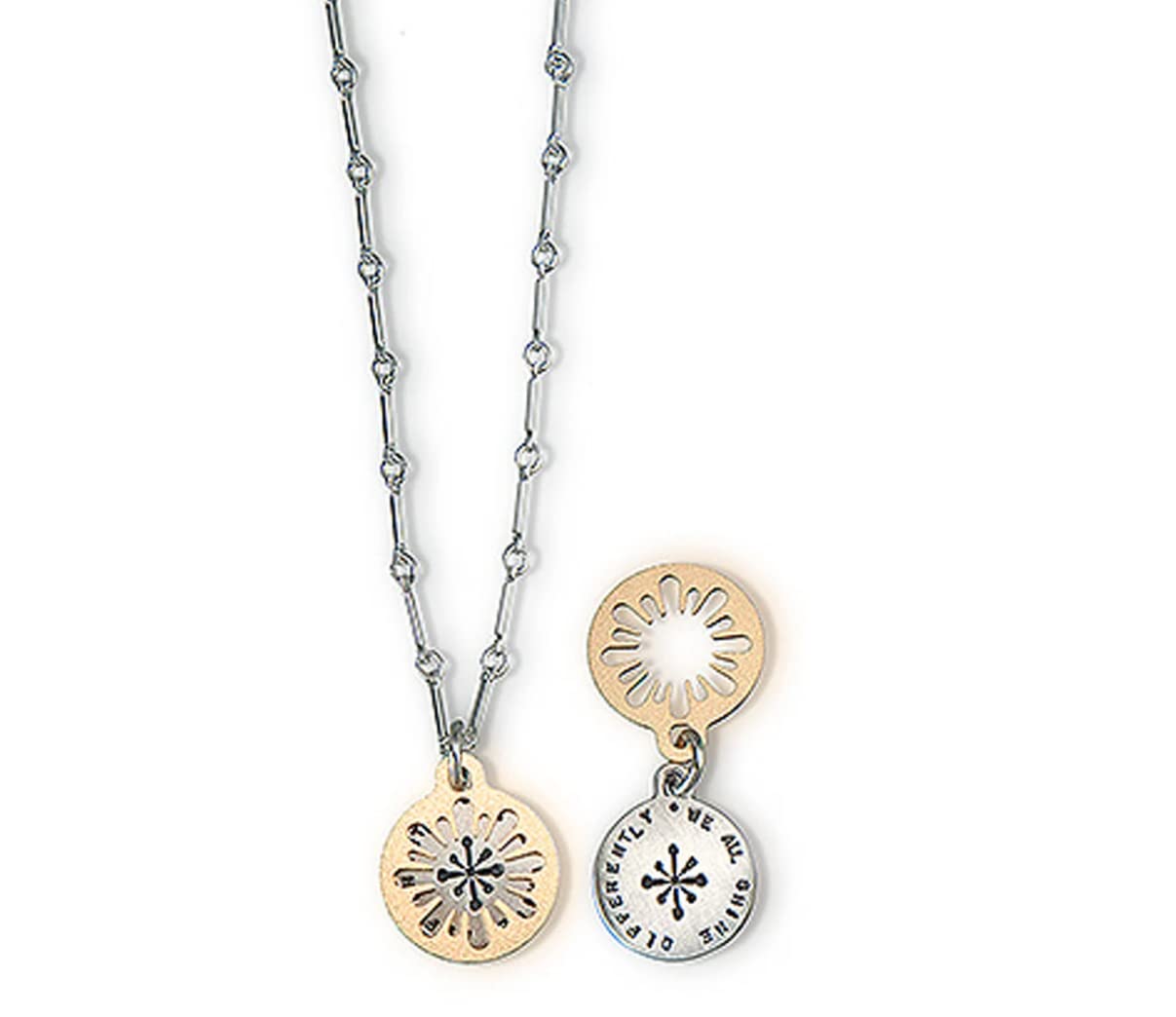 Kathy Bransfield Sterling Silver 'We All Shine' Inspirational Pendant Necklace - Dainty Quote Jewelry Gift for Women, Perfect for Birthdays, Anniversaries & Everyday Elegance