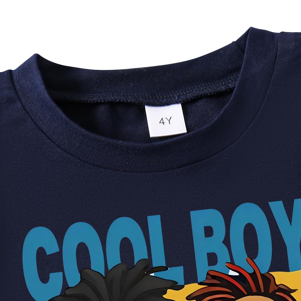 Boys Summer Outfits 2-Piece Set - Cartoon T-Shirt & Shorts for Toddlers - Playtime & Outdoor Fun