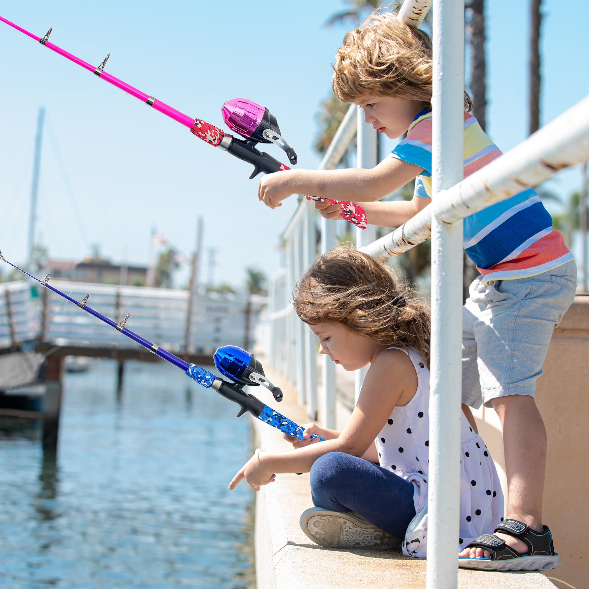 Best Kids Fishing Pole Set - Portable Telescopic Fishing Rod & Reel Combo Kit with Tackle Box & Net for Boys & Girls | Perfect for Toddlers, Youth & Family Fishing Trips by Lakes, Rivers & Ponds