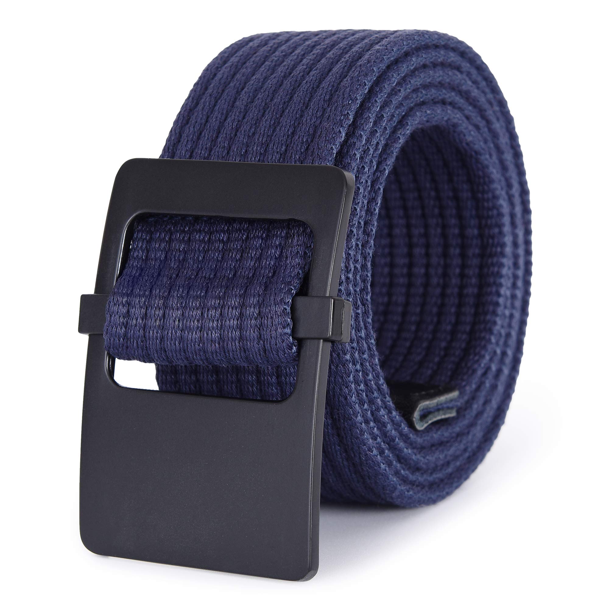 Durable Nylon Webbing Belt for Men - Adjustable Canvas Strap with Plain Metal Buckle | Casual, Outdoor & Work Wear Accessory