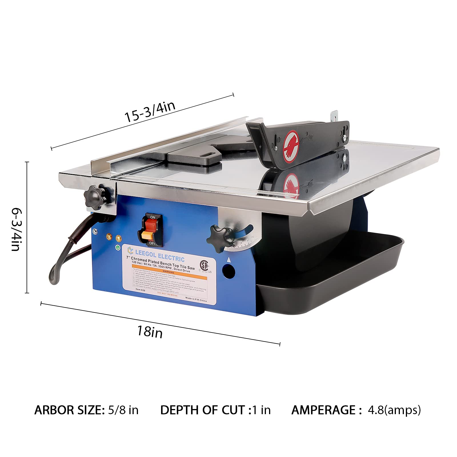 Leegol Electric 7-Inch Wet Tile Saw - Professional Ceramic & Porcelain Cutter with Water Cooling System - Perfect for DIY Home Renovation, Bathroom Remodeling & Floor Tile Installation