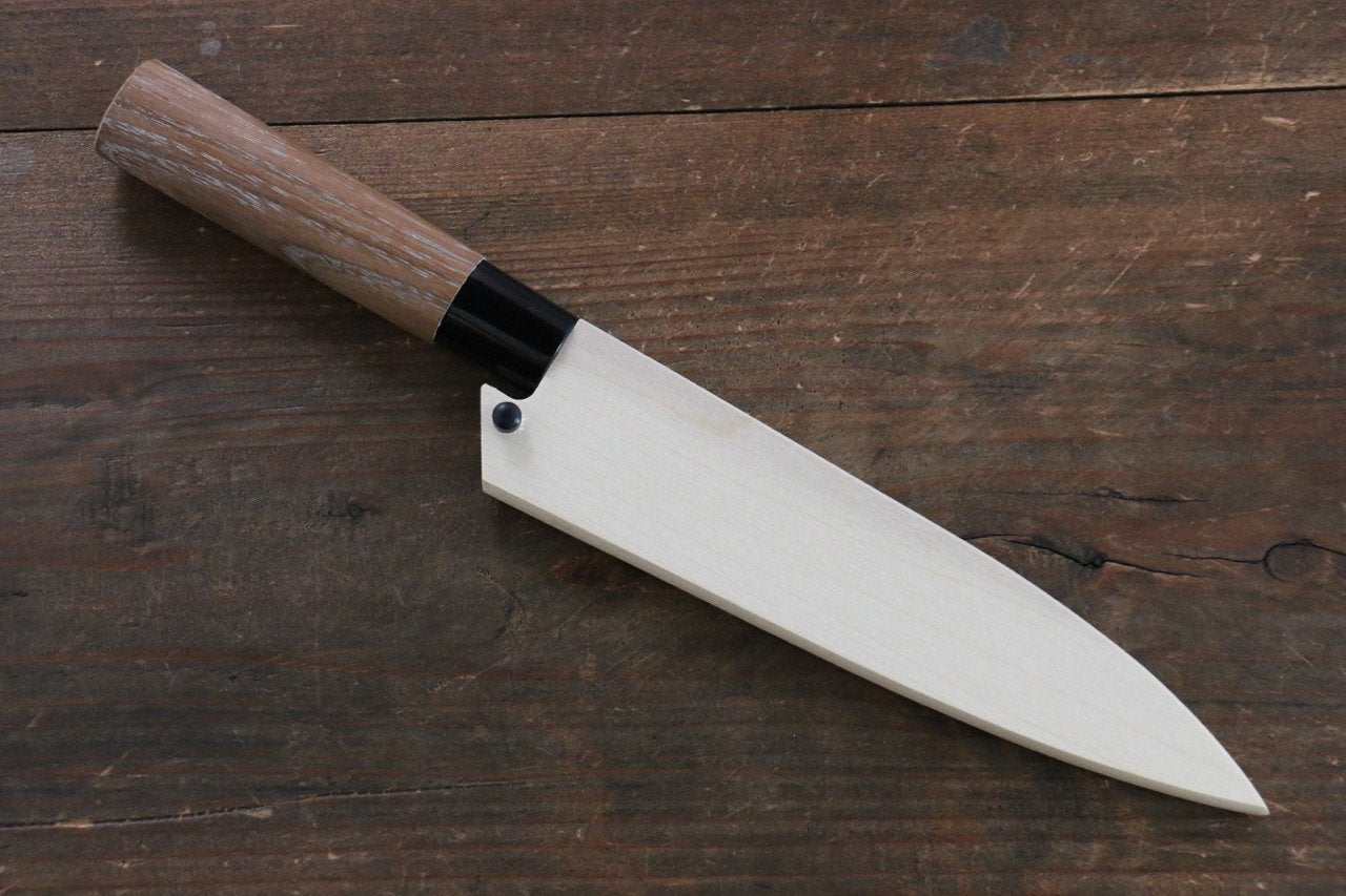Premium Magnolia Saya Sheath for 135mm Petty Chef Knife - Wooden Pin Protection - Nashiji Finish - Perfect for Kitchen Storage & Japanese Knife Safety