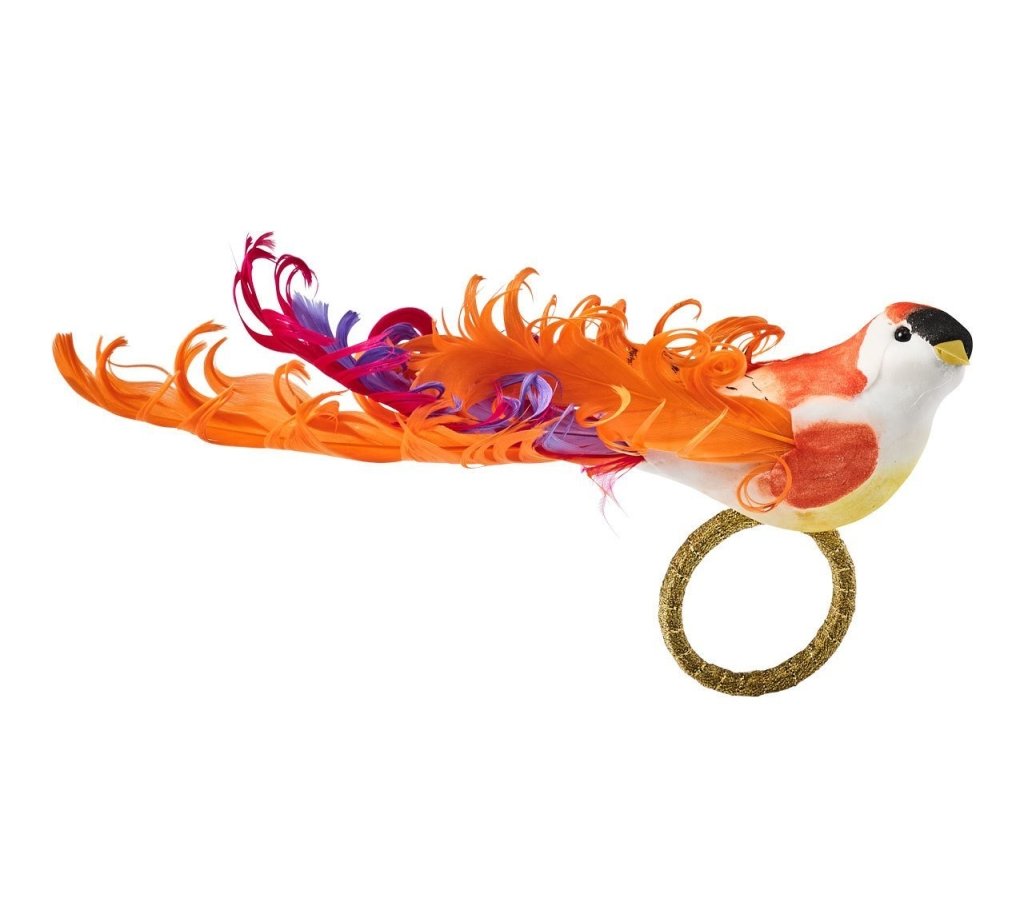 Elegant Pink & Orange Chirp Napkin Rings - Set of 4 for Wedding, Party & Holiday Table Decor