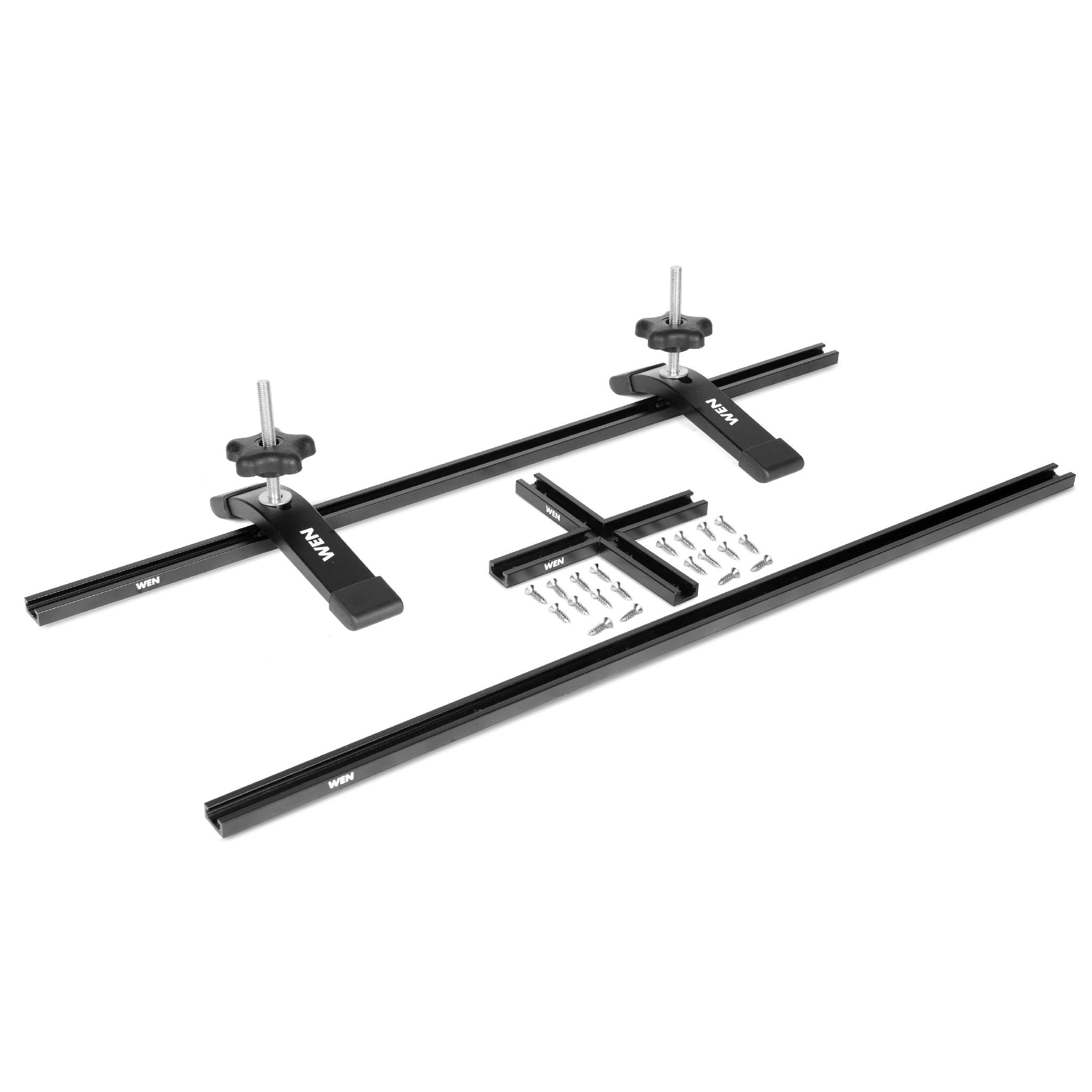 24 Inch Universal T Track and Hold Down Clamps Kit with Intersection for Woodworking - Perfect for Router Tables, Workbenches, and DIY Projects