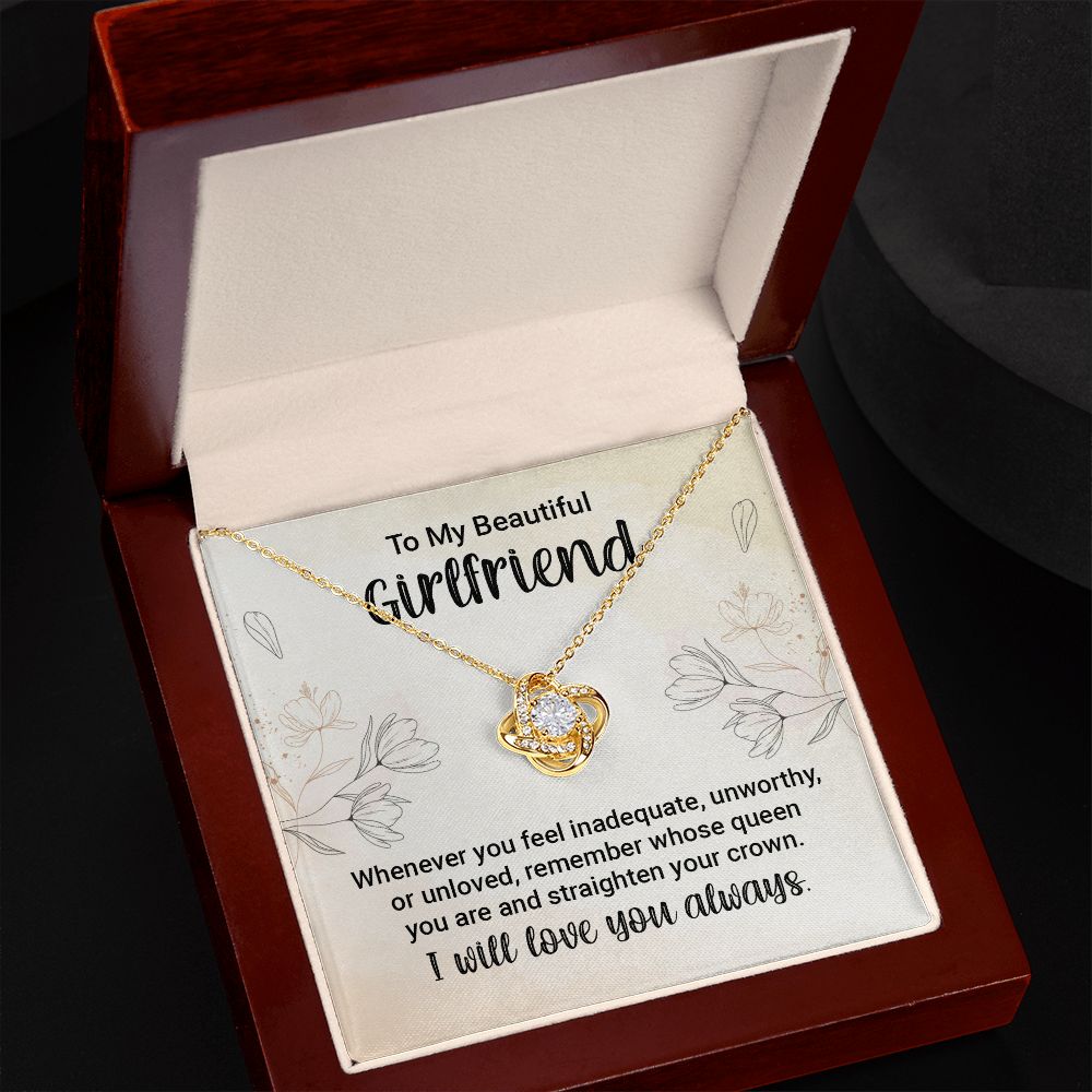 Love Knot Necklace for Women - 14K White or Yellow Gold Plated Cubic Zirconia Pendant - Romantic Gift for Girlfriend, Wife, Anniversary, Valentine's Day - Perfect for Date Nights & Special Occasions