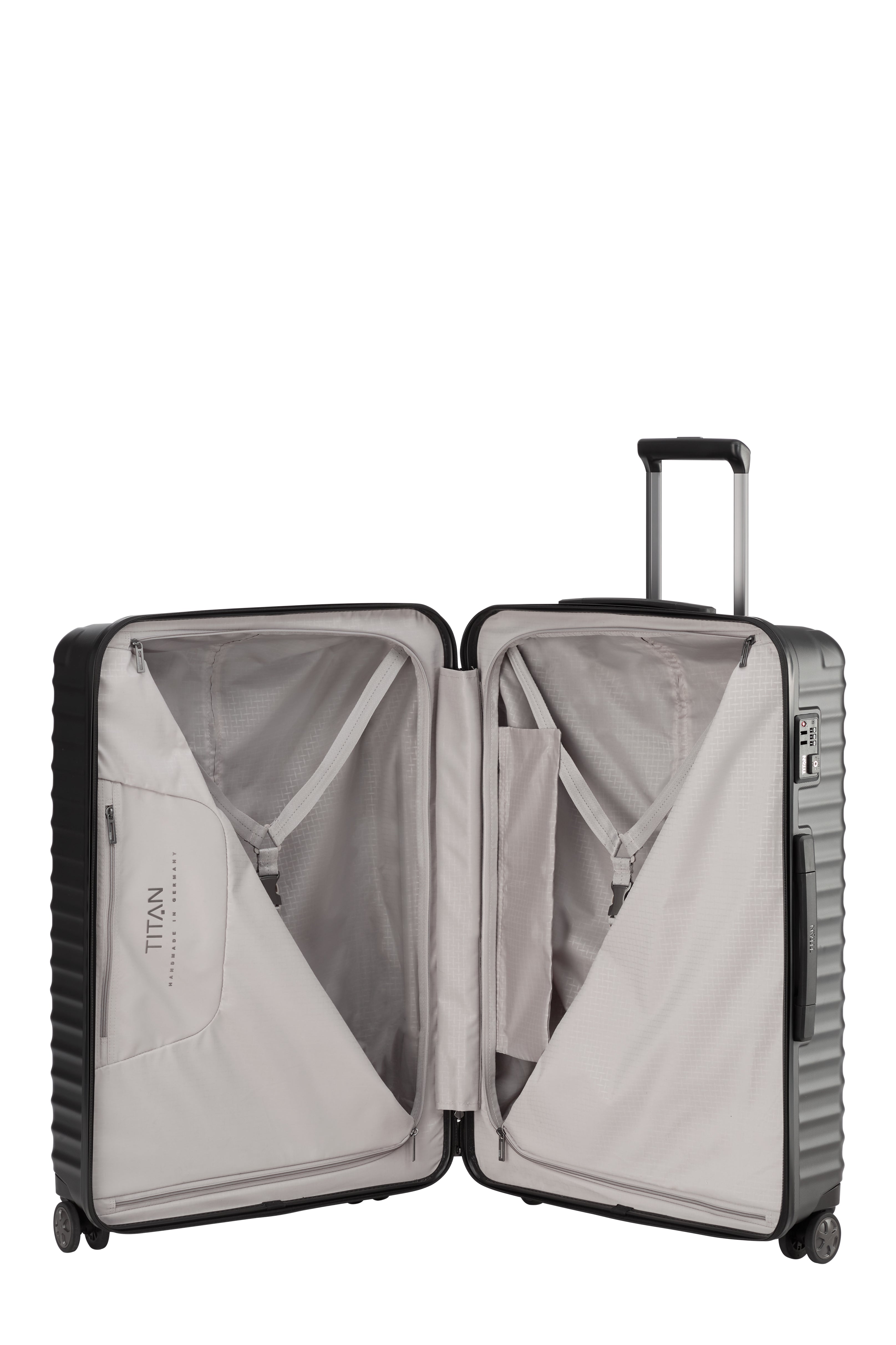 Titan LITRON Trolley L Large Luggage - Premium Expandable Suitcase with 360° Spinner Wheels for Travel, Business & Vacation (Black) - Perfect for Airlines, Road Trips & International Adventures