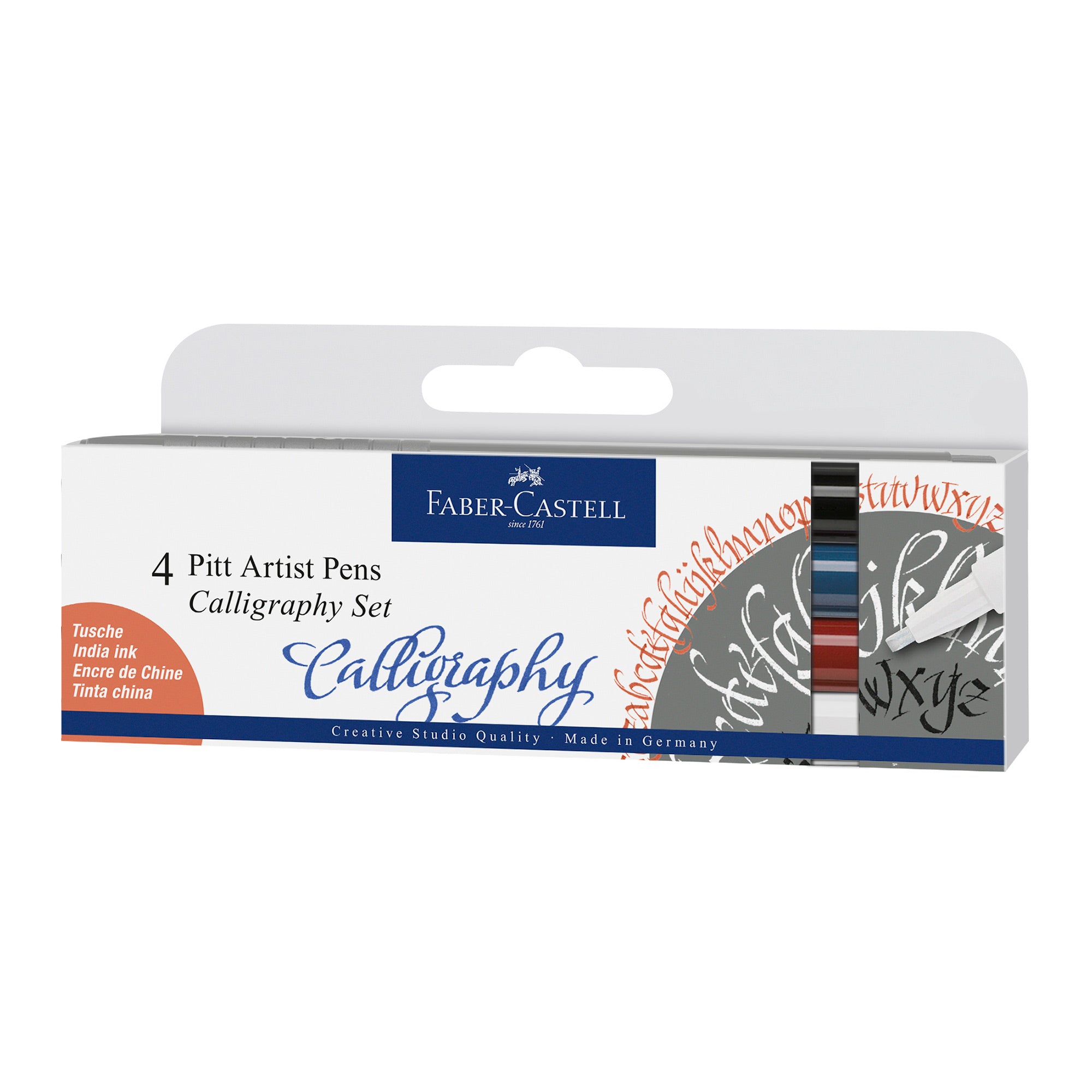 4 Piece Pitt Calligraphy Pen Set - Professional Artist Brush Markers for Hand Lettering, Sketching & Illustration - Perfect for Bullet Journals, Scrapbooking & DIY Crafts