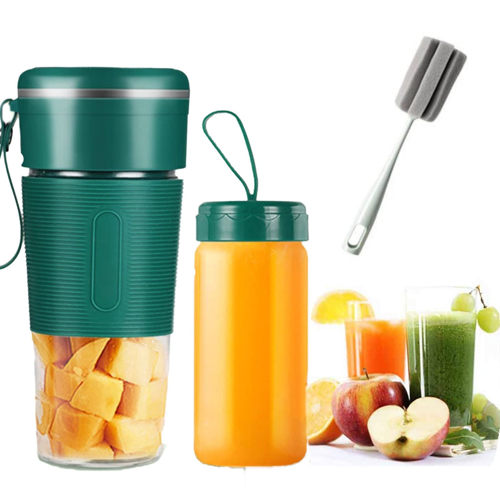 Portable 300ml USB Rechargeable Mini Blender - Wireless Multifunction Juicer Cup for Smoothies, Shakes & Fruits - Easy to Clean with Free Cleaning Brush - Perfect for Home, Office & Travel Use
