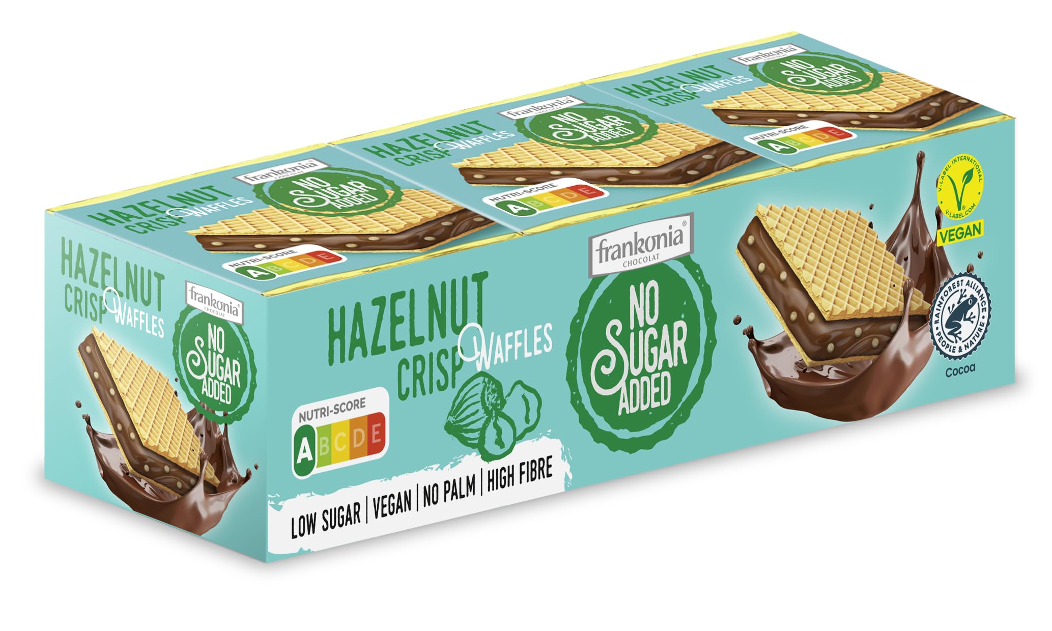 Frankonia Sugar-Free Hazelnut Crisp Waffles - 9 Pieces, Brown | Low Carb Keto Snack for Breakfast, Office & Travel