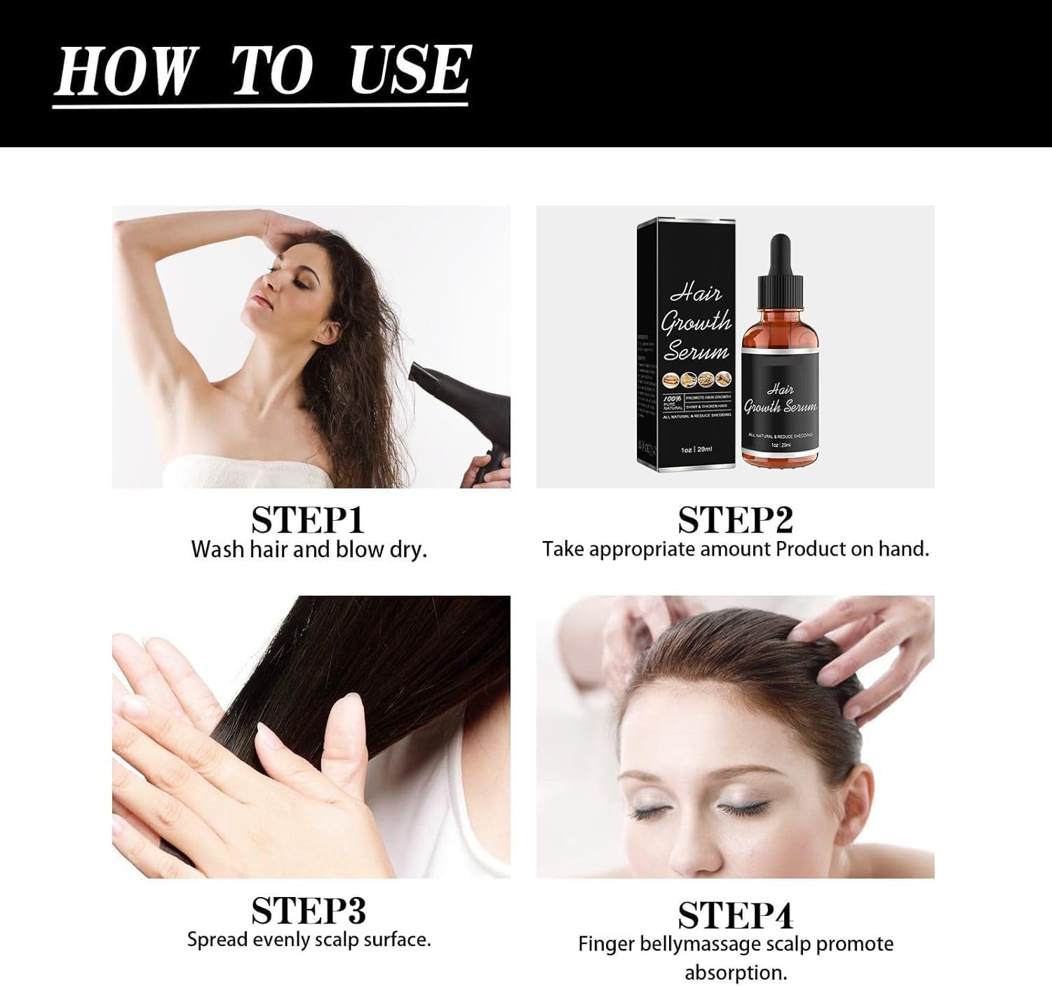 Renora Hair Growth Serum for Black Women - 29ml Anti Hair Loss Treatment, Nourishes Dry & Damaged Hair, Promotes Thicker & Healthier Locks (3 Pack) - Perfect for Daily Scalp Care & Natural Hair Regrowth Routine