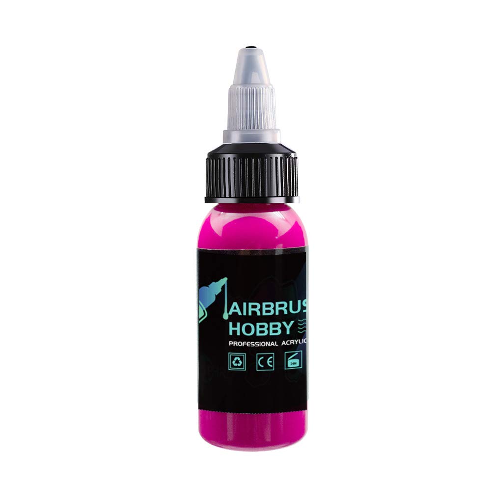 OPHIR Acrylic Airbrush Paint for Model Hobby, Shoes & Leather - Opaque Acrylic Pigment Ink - Easy Clean with Water/Alcohol - Fluorescent Rose - Perfect for DIY Crafts, Custom Sneakers & Leather Art Projects