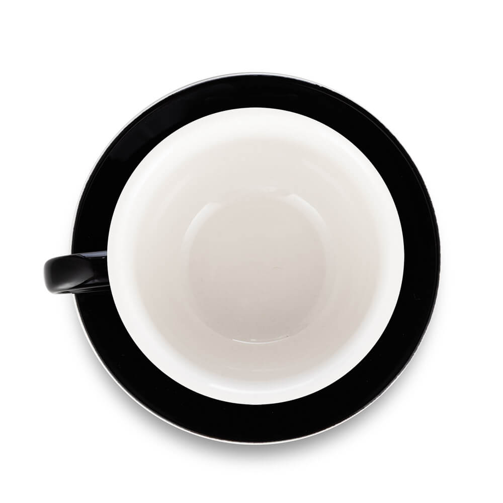 Premium Black Porcelain Latte Cup & Saucer Set - 12oz (355ml) for Espresso & Coffee - Perfect for Home Cafes, Coffee Shops & Gifts