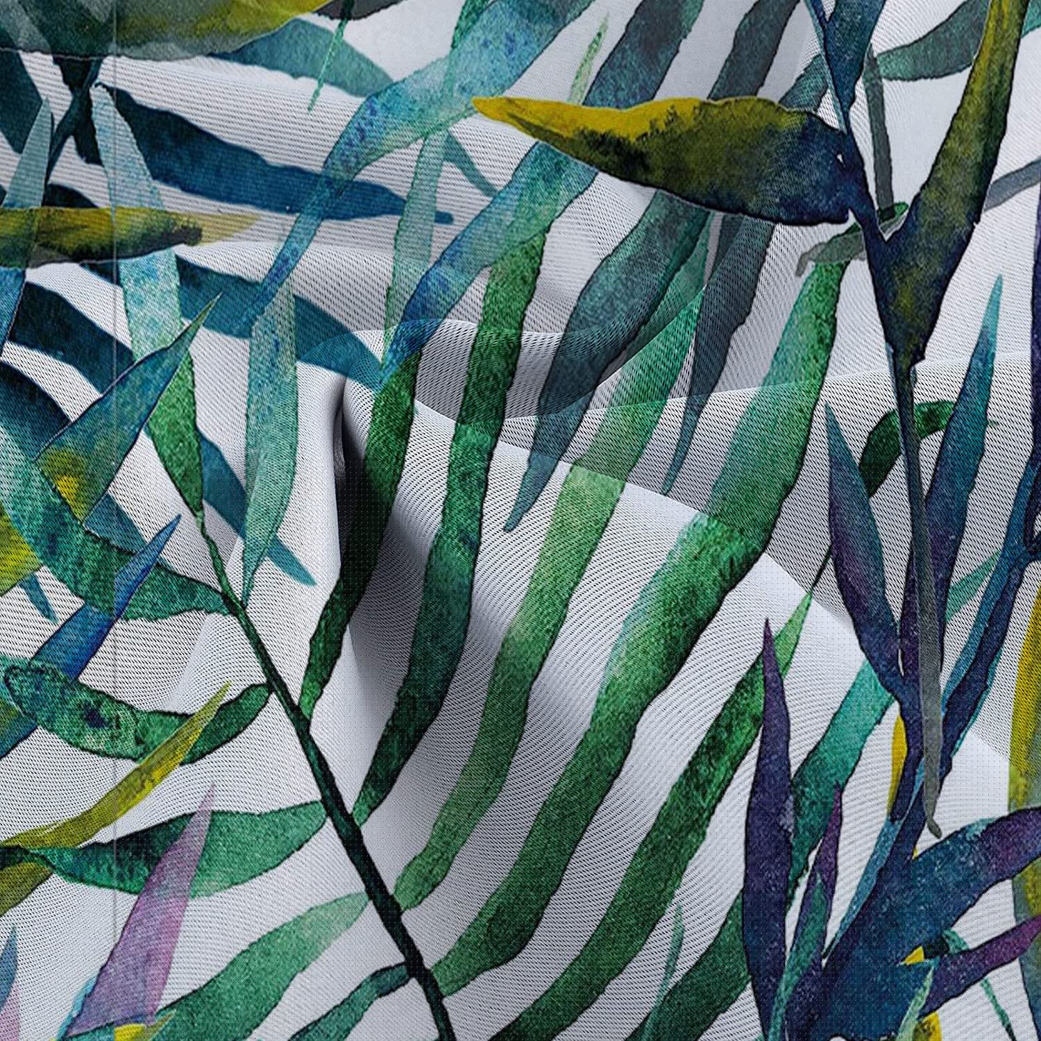 Tropical Palm Leaf Kitchen Curtains - 2 Panels, 28
