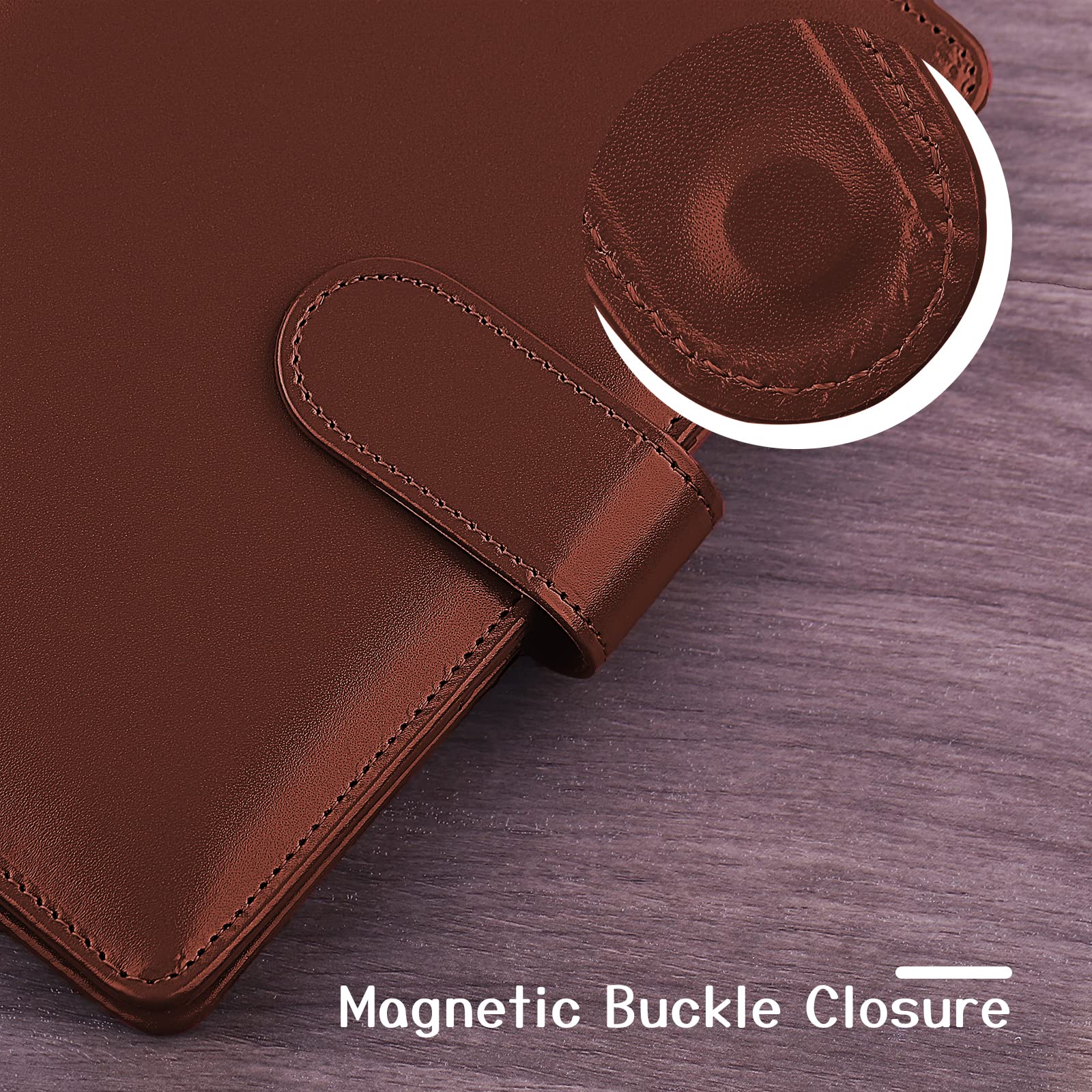 Antner A6 PU Leather Notebook Binder (Brown) - 12-Piece Set with 3 Types of 6-Hole Binder Pockets | Perfect for School, Office & Travel Organization