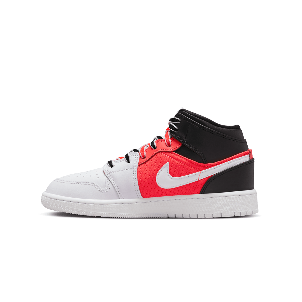 Kids Air Jordan 1 Mid SE Sneakers - White Black Infrared Basketball Shoes for Boys & Girls | Comfortable Athletic Shoes for School, Sports & Casual Wear