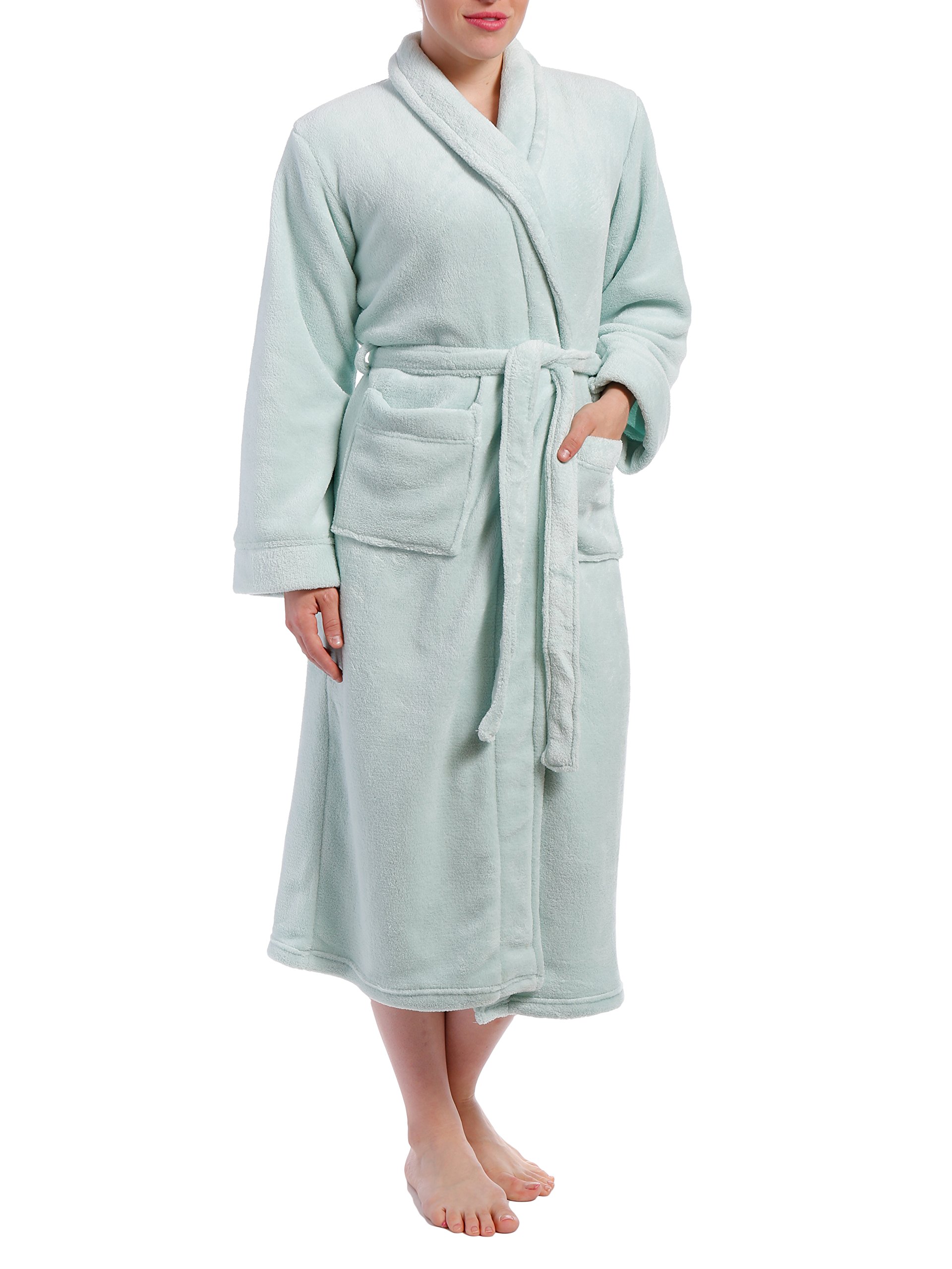 Luxury Twin Boat Women's Coral Fleece Plush Robe - Soft Warm Bathrobe for Spa, Lounge & Relaxation at Home