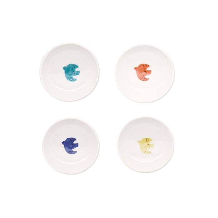 Harekutani Porcelain Bird Small Plate Set - 4 Piece Decorative Appetizer Plates for Dessert, Salad & Party Serving - Elegant Japanese Style Tableware for Home Dining & Gift Giving