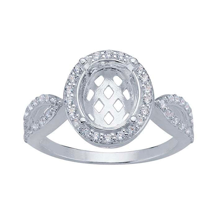 10x8mm Sterling Silver Oval Semi Mount Engagement Ring - Faceted 4 Prong Setting, Size 8 - Perfect for Wedding Proposals, Anniversary Gifts & Bridal Jewelry