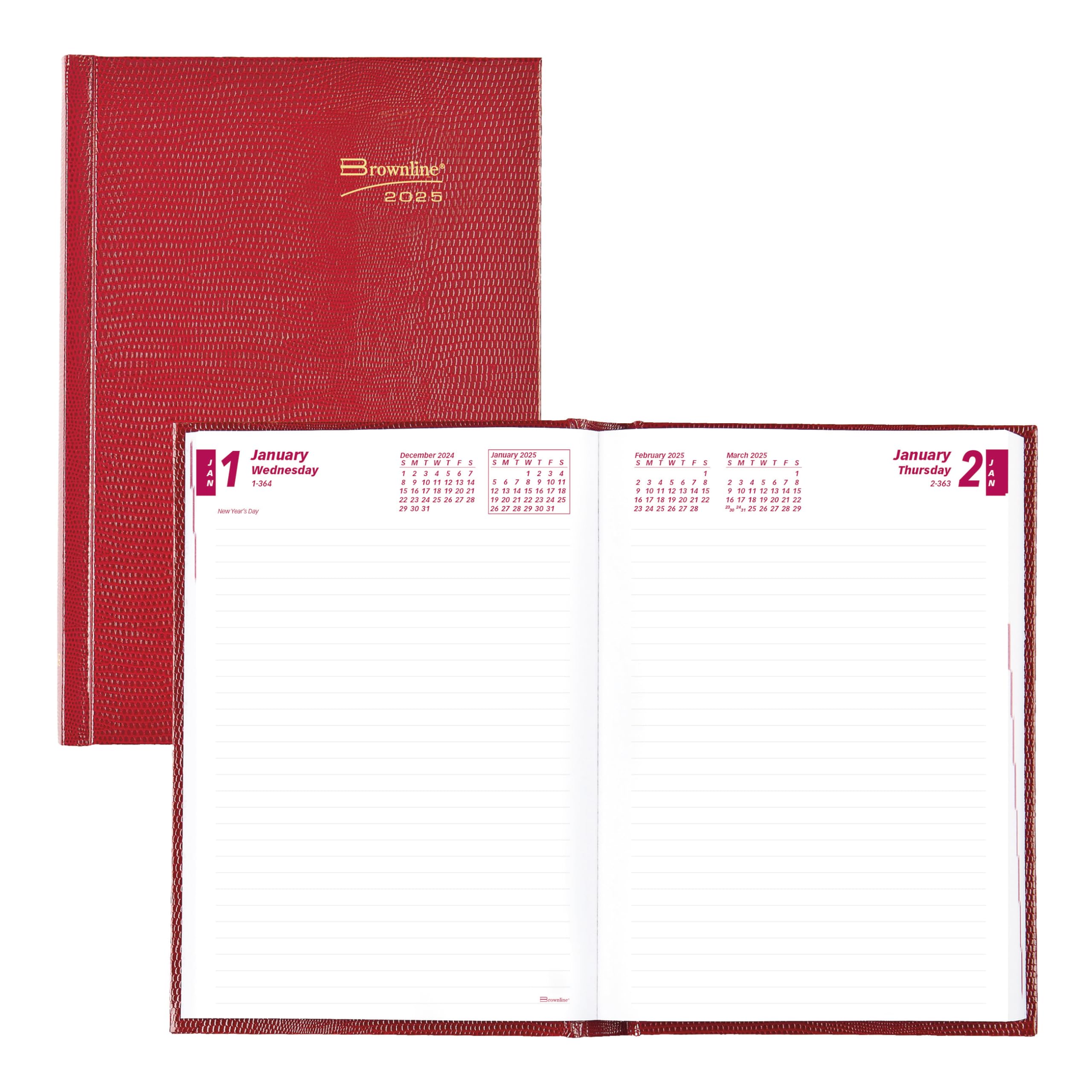 Brownline® 2025 Daily Monthly Planner - January to December 12-Month Undated Journal with Perfect Binding, 8.25