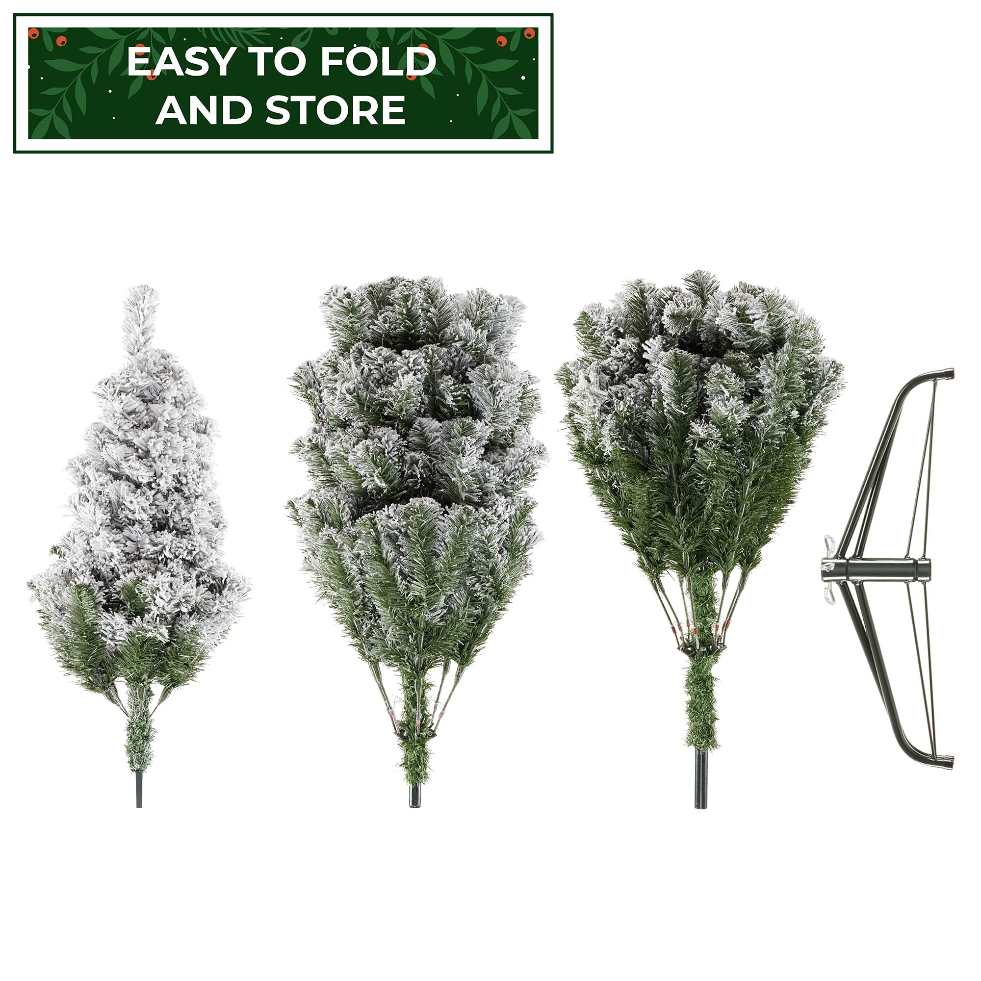 Casafield 7.5FT Realistic Snow-Flocked Pine Artificial Christmas Tree with Sturdy Metal Stand - Perfect for Holiday Home Decor, Office Party & Festive Celebrations