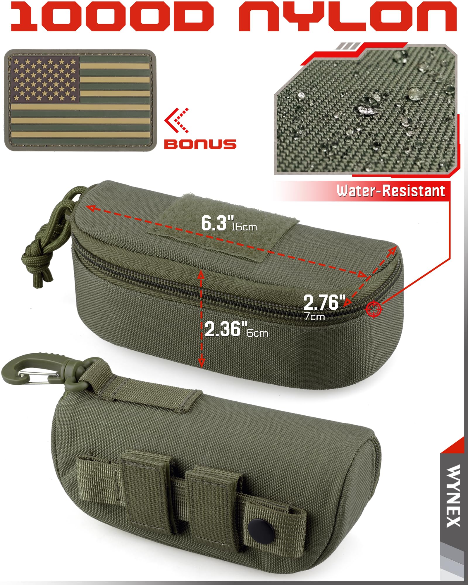 WYNEX Tactical Molle Glasses Pouch - Shockproof Eyeglass Case for Sunglasses & Prescription Glasses | Military-Grade Protective Hard Case for Outdoor, Hiking, Camping & Tactical Use