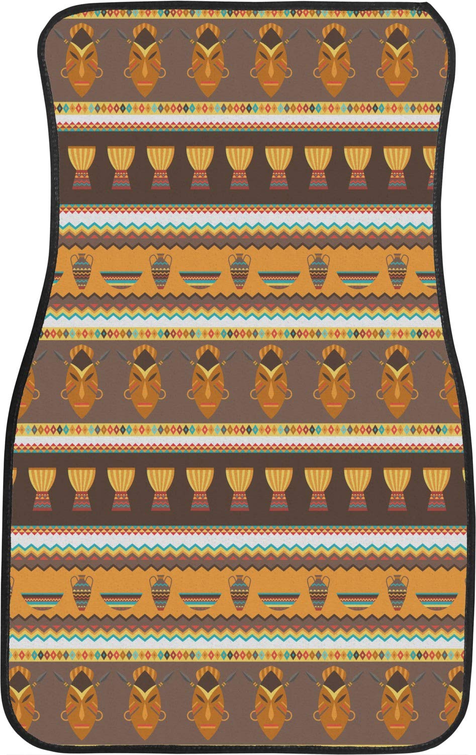 African Tribal Print Car Floor Mats for Front Seats - Non-Slip Rubber Backing, All-Weather Protection - Perfect for SUVs, Trucks & Sedans - Enhance Your Vehicle Interior with Cultural Style