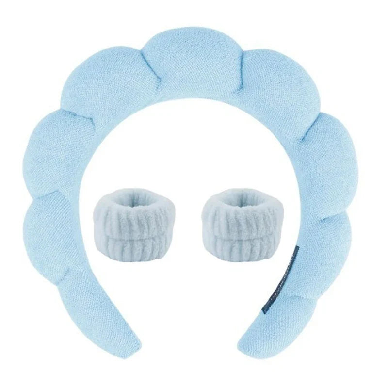 Puffy Spa Headband for Women - Soft & Absorbent Hair Band for Skincare, Washing Face, Makeup & Relaxation - Perfect for Spa, Yoga & Home Use