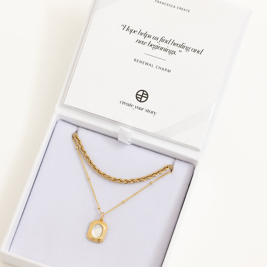 Renewal Mother of Pearl Charm Necklace - Elegant Handmade Jewelry for Women, Perfect Gift for Birthday, Anniversary & Special Occasions | Boho Chic Style for Everyday Wear & Formal Events