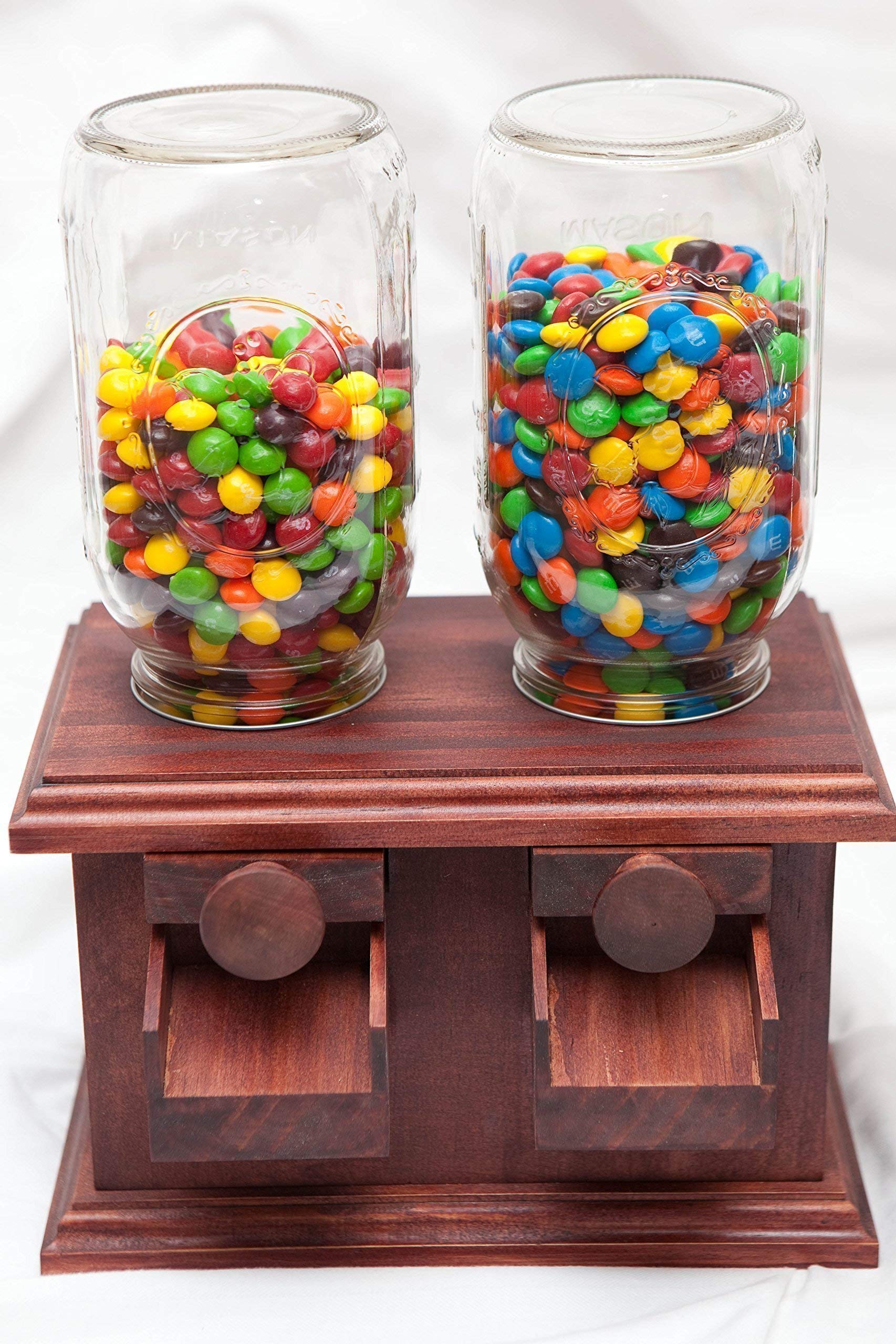 Handmade Double Wooden Candy Dispenser for M&M's Peanut & Snacks - Premium Wooden Candy Machine by Dave's Wood Designs - Perfect for Home, Office & Party Decor