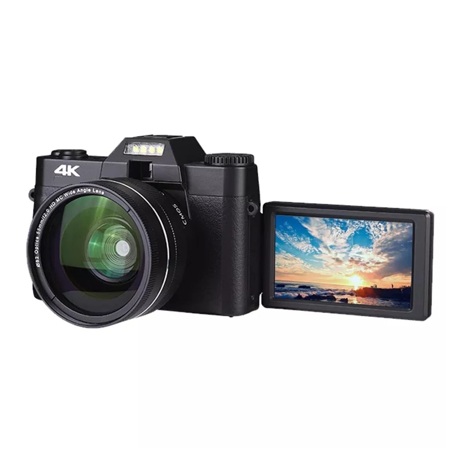 AUBEST 4K Digital Video Camera Camcorder with LCD Flip Screen, 16X Zoom, Wide Angle Lens - Perfect for Vlogging, YouTube, Travel & Selfie Photography (Includes 32GB TF Card & Lens)