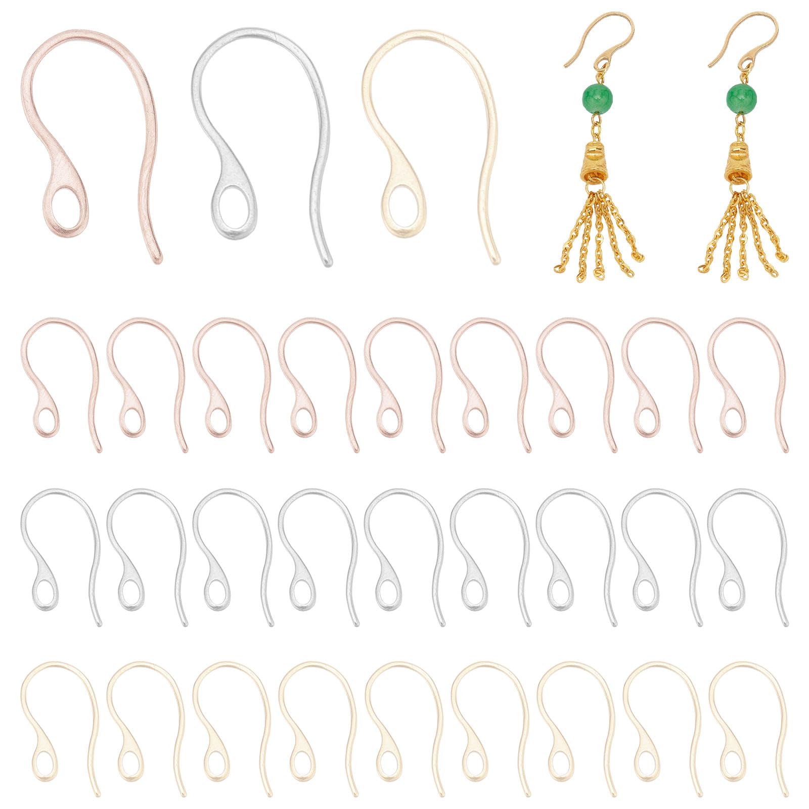 45pcs 3-Color 304 Stainless Steel Earring Hooks & Ear Wires with Loop - DIY Jewelry Making Supplies for Handmade Earrings, Gifts & Craft Projects