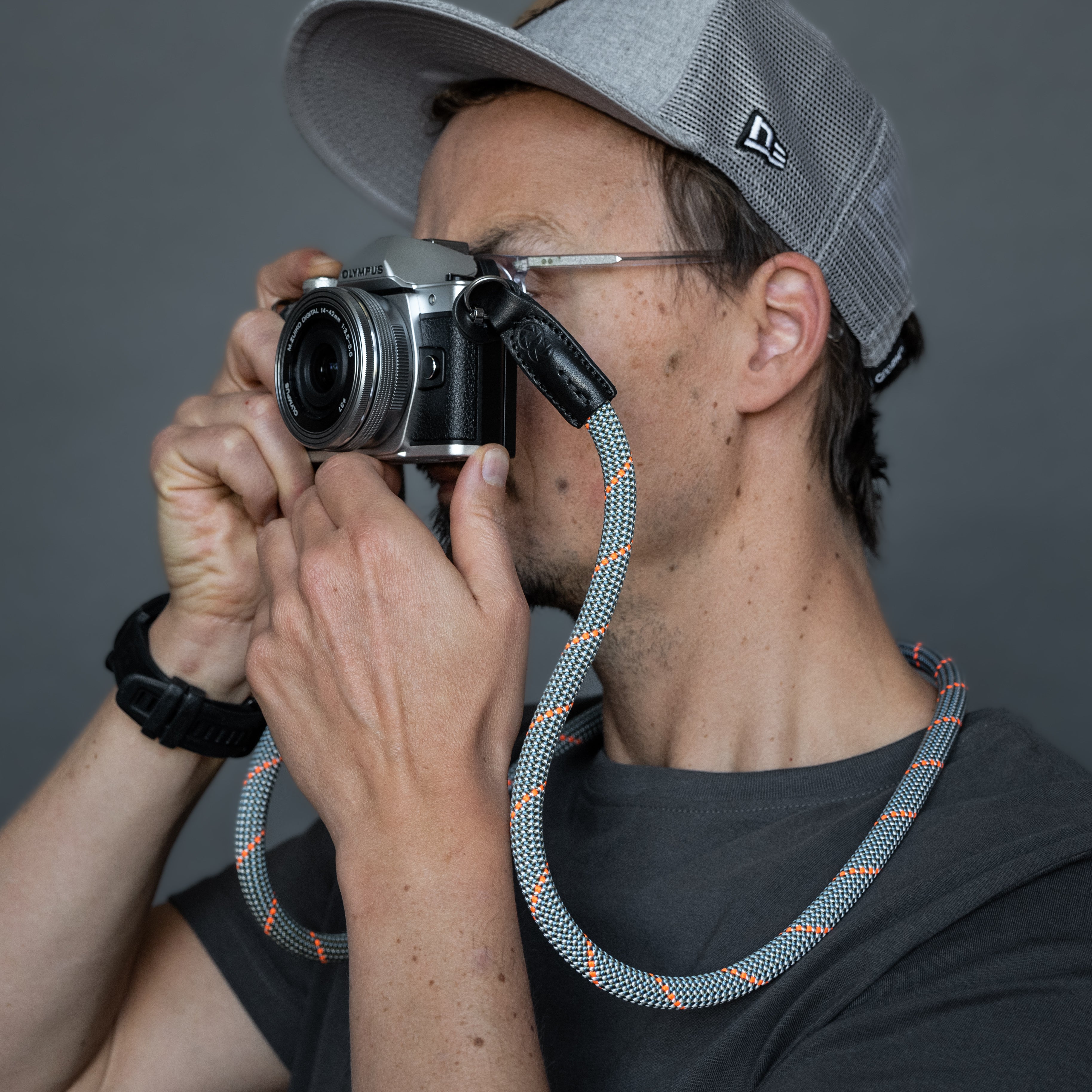 Cooph Rope Camera Strap with Split Ring - 45.3 Inch (115cm) Adjustable Neck Strap for DSLR/Mirrorless Cameras - Durable & Comfortable Orange Ice Design - Perfect for Travel, Hiking & Photography Enthusiasts