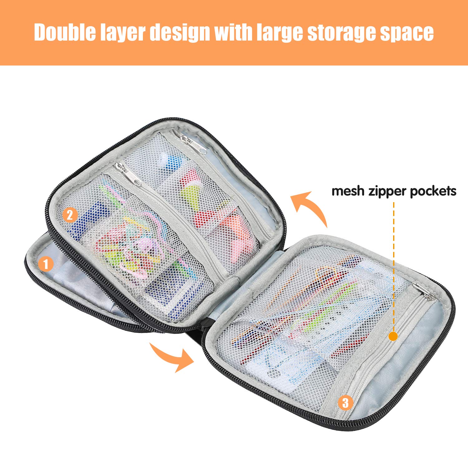 ProCase Crochet Hook Case - Travel Organizer Zipper Bag for Crochet Hooks & Knitting Needles (6.5 Inch Capacity) - Perfect for Craft Storage & On-the-Go Knitting Projects