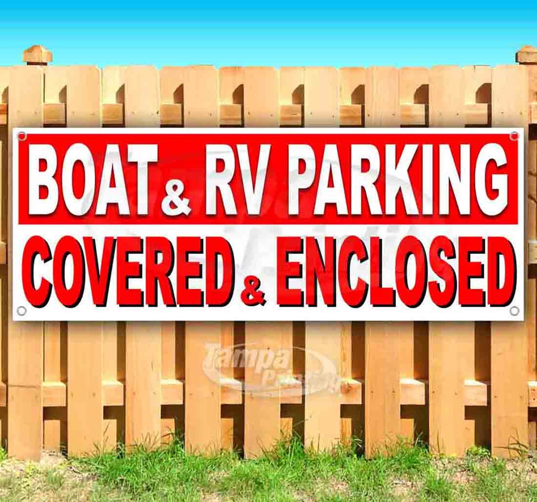 Heavy-Duty 13 oz Vinyl Boat & RV Parking Cover Banner - Single-Sided with Metal Grommets | Weatherproof Non-Fabric Sign | Perfect for Outdoor Storage, Campgrounds & Driveway Protection