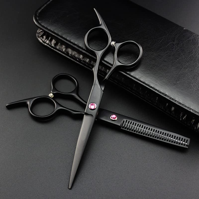 Professional 6 Inch Japan Black Barber Scissors Set - Hair Cutting & Thinning Shears for Salon, Hairstyling & Home Use