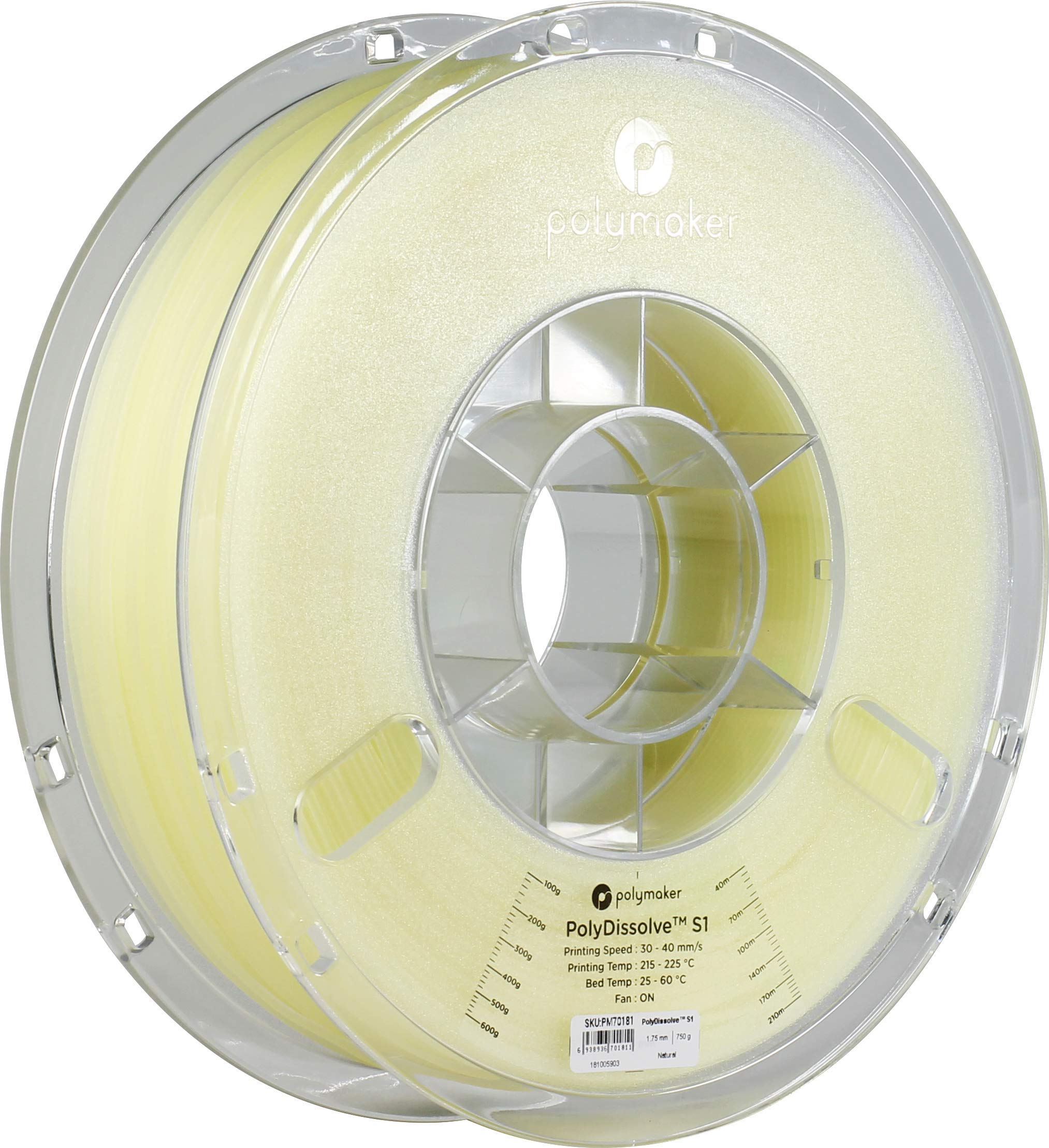 Polymaker PolyDissolve S1 PVA Filament 1.75mm - 750g Water Soluble 3D Printer Support Material for PLA | Perfect for Complex Prints, Multi-material Projects & Dissolvable Support Structures