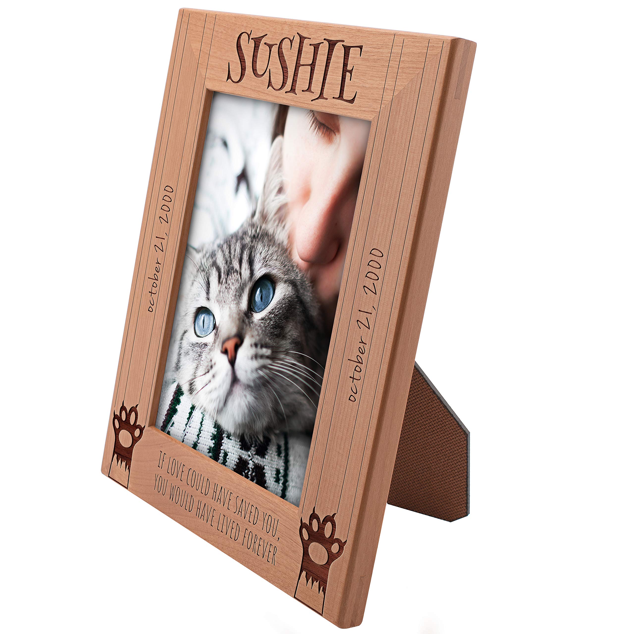 5x7 Be Burgundy Memorial Pet Picture Frame - Custom Engraved 'If Love Could Have Saved You' - Sympathy Gift for Pet Loss - Perfect Remembrance Keepsake for Grieving Pet Owners | Display on Shelves, Desks or Memorial Tables