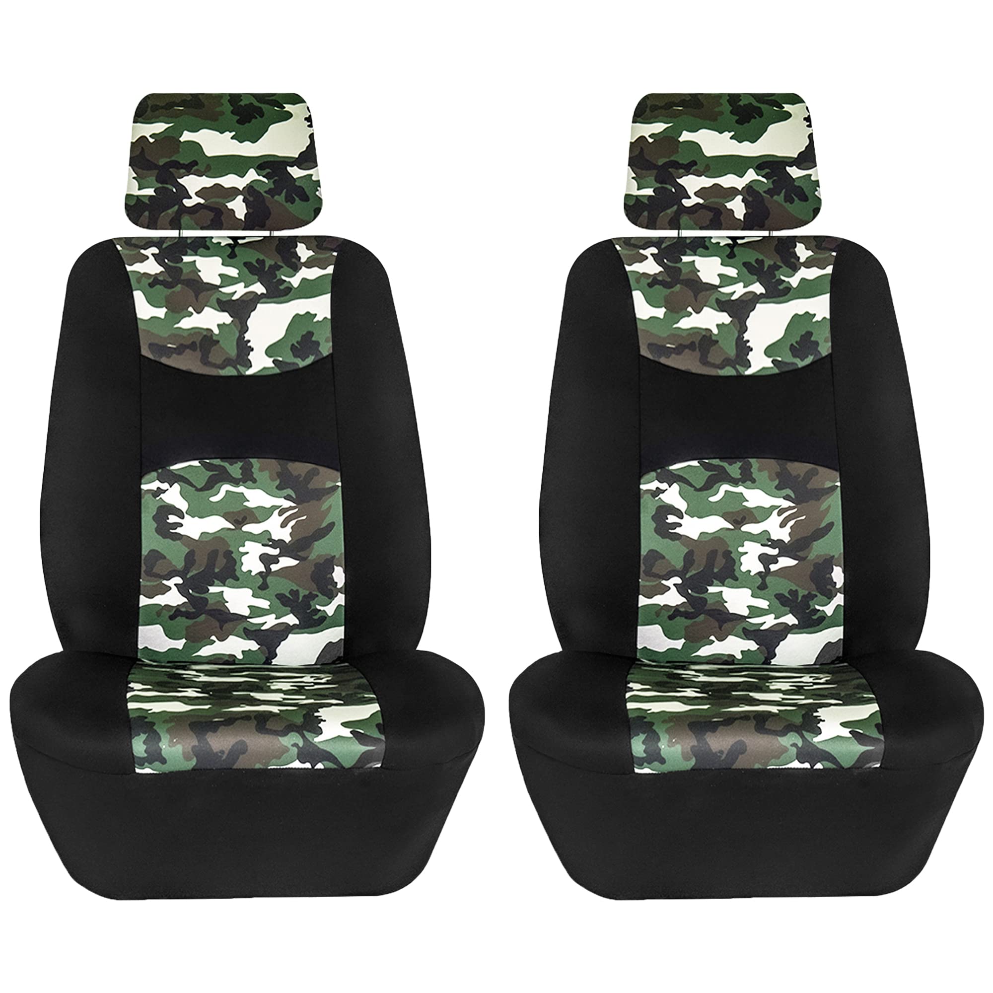 FH Group Full Set Hunting Print Car Seat Covers - Universal Fit for SUV, Sedan, Van | Low Back Front & Solid Back Seat Covers | Washable & Durable | Perfect for Outdoor Adventures, Hunting Trips & Daily Commute