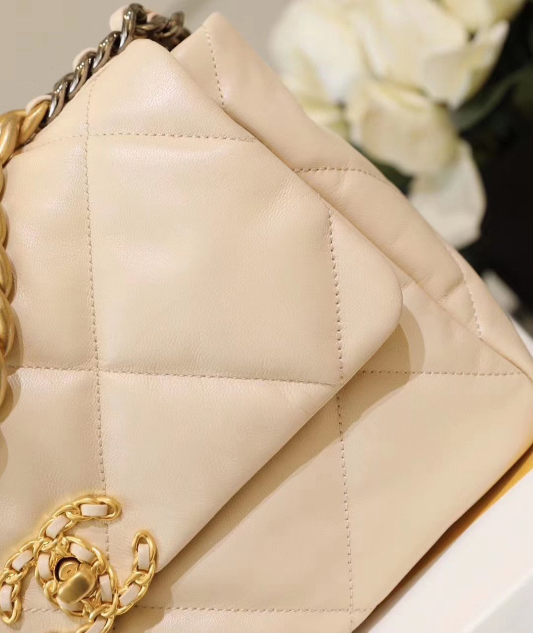 Chanel 19 Large Flap Bag Beige - Luxury Designer Handbag for Women | Perfect for Everyday Use, Work & Special Occasions