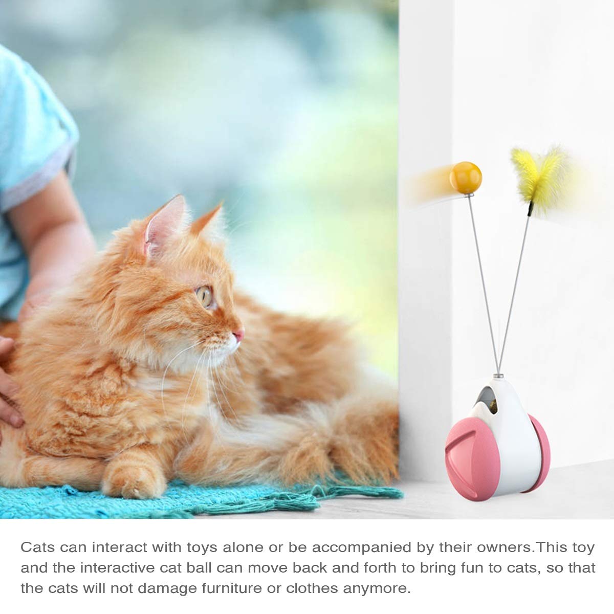 Interactive Catnip Ball Toy with 360° Self-Rotating Motion - Fun Chaser & Balance Swing Car Toy for Indoor Cats (Pink) - Perfect for Playtime, Exercise and Mental Stimulation