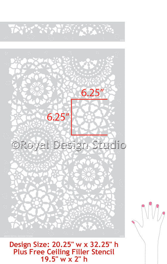 Parlor Lace Wall Stencil - Elegant Victorian Floral Pattern for DIY Home Decor, Wall Painting, and Interior Design Projects