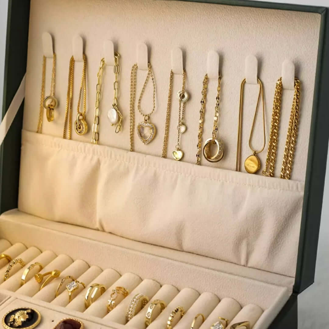 3 Layer Waterproof Jewelry Organizer Box for Necklaces & Rings | Travel-Friendly Storage Case | Perfect for Travel, Home, and Gift Giving