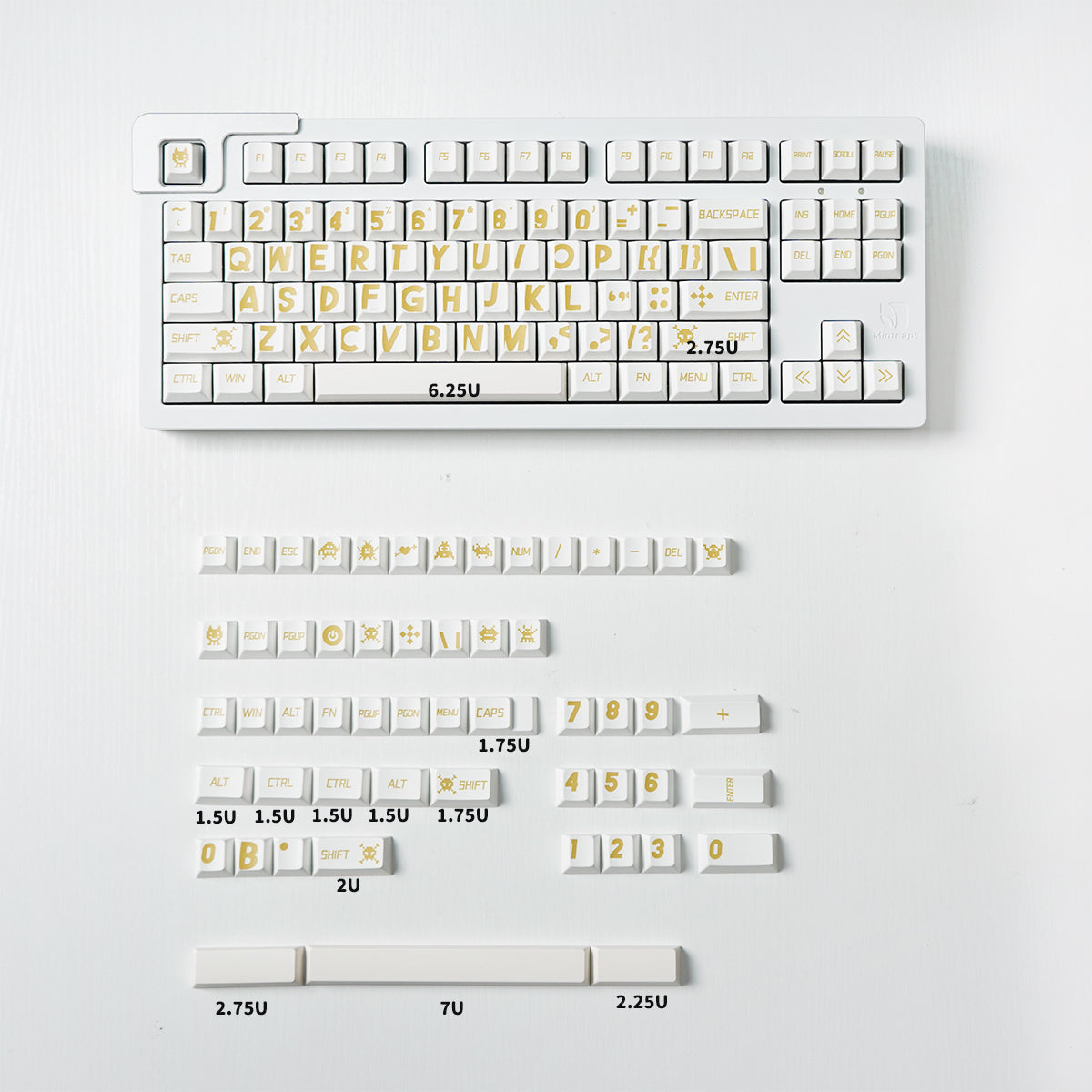 Large Font PBT Mechanical Keyboard Keycaps Set - Cherry Profile Height, Dye-Sublimation for Durability | Perfect for Gaming, Typing & Office Work