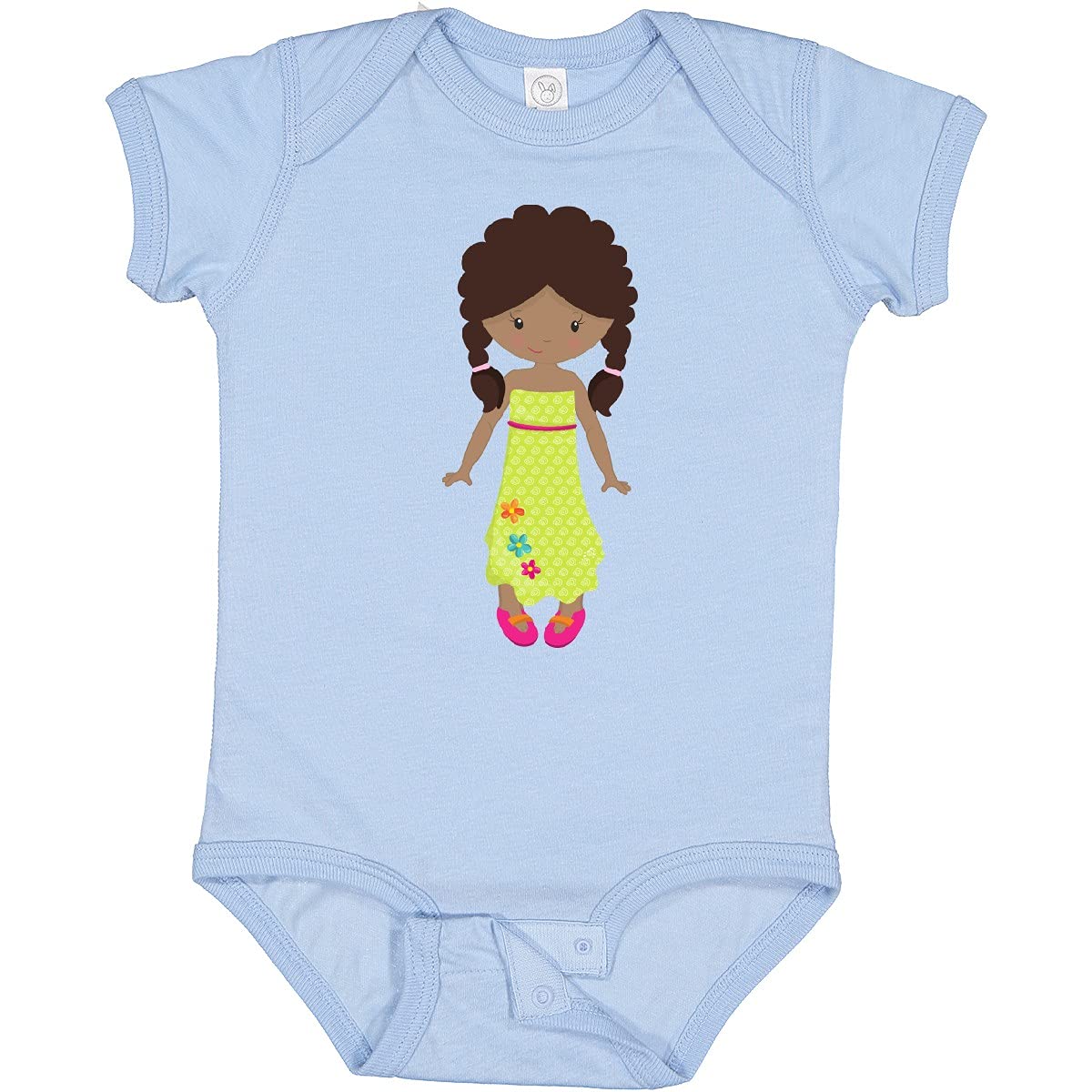 Inktastic African American Girl Fashion Baby Bodysuit - Green Dress Cute Outfit for Infants | Perfect for Family Photos, Playdates & Special Occasions