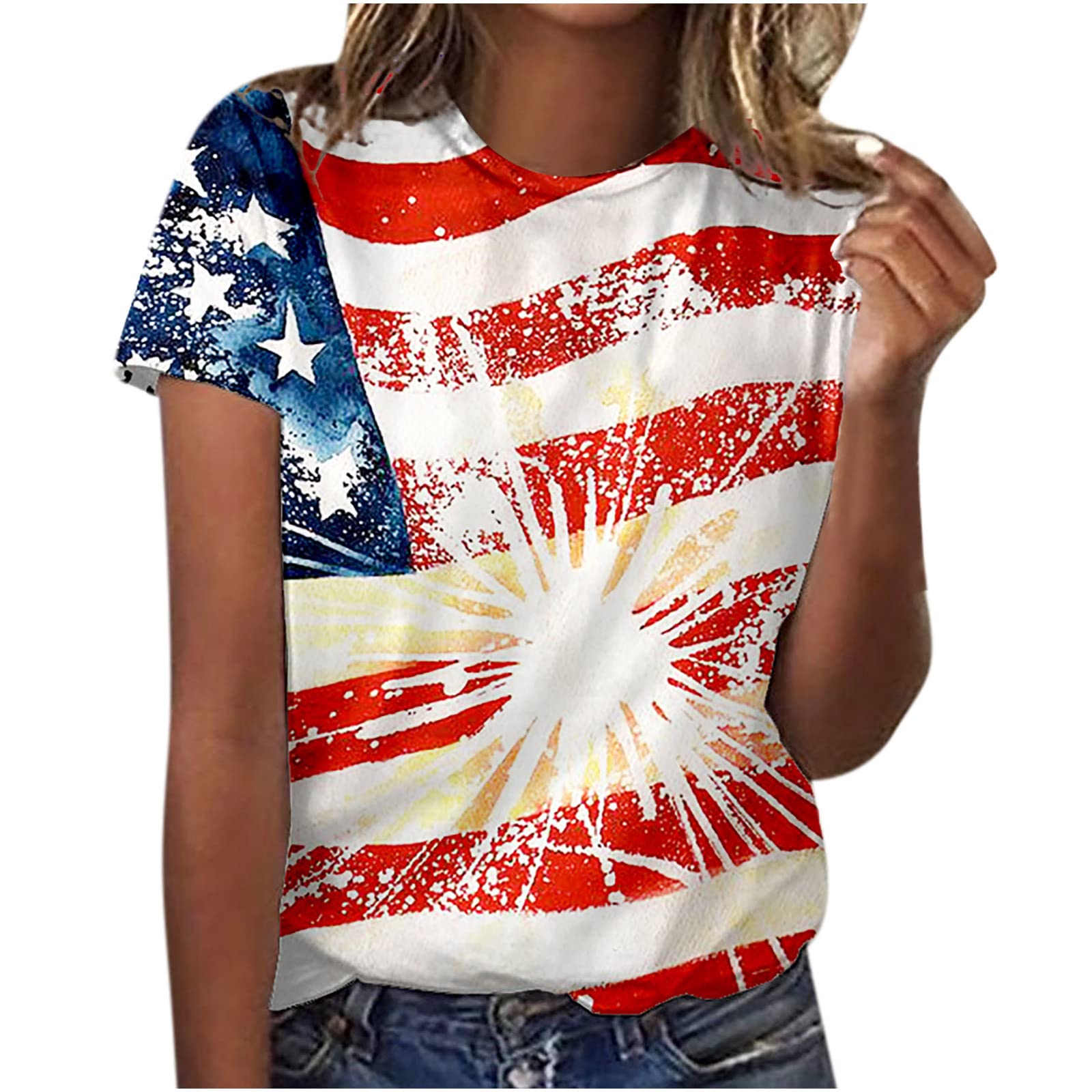 Women's Casual Short Sleeve T-Shirts - Summer Round Neck Printed Blouse Tee for Women | Perfect for Daily Wear, Workouts & Outdoor Activities