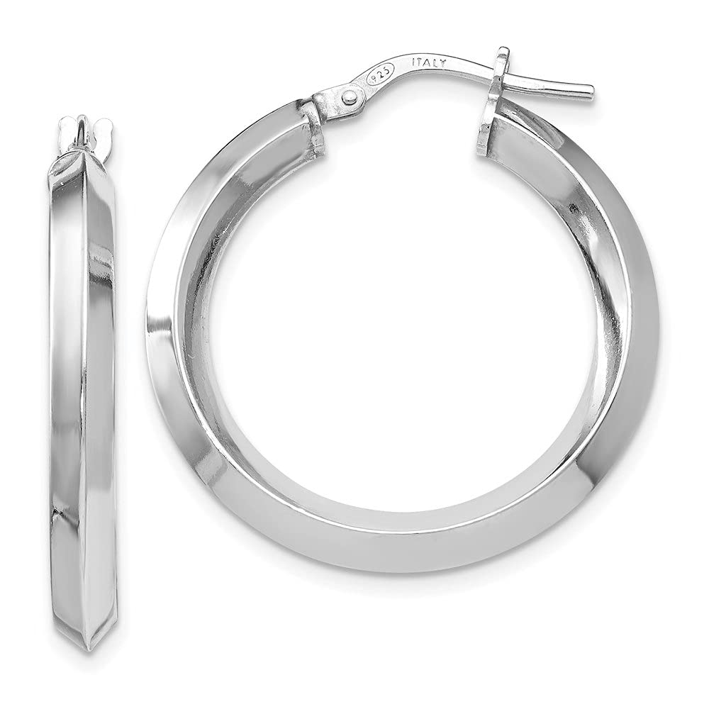 Diamond2Deal 925 Sterling Silver Wire & Clutch Hoop Earrings - 1.1 Inch Length, 0.72 Inch Width - Elegant Everyday Jewelry for Women, Perfect for Office, Party & Special Occasions